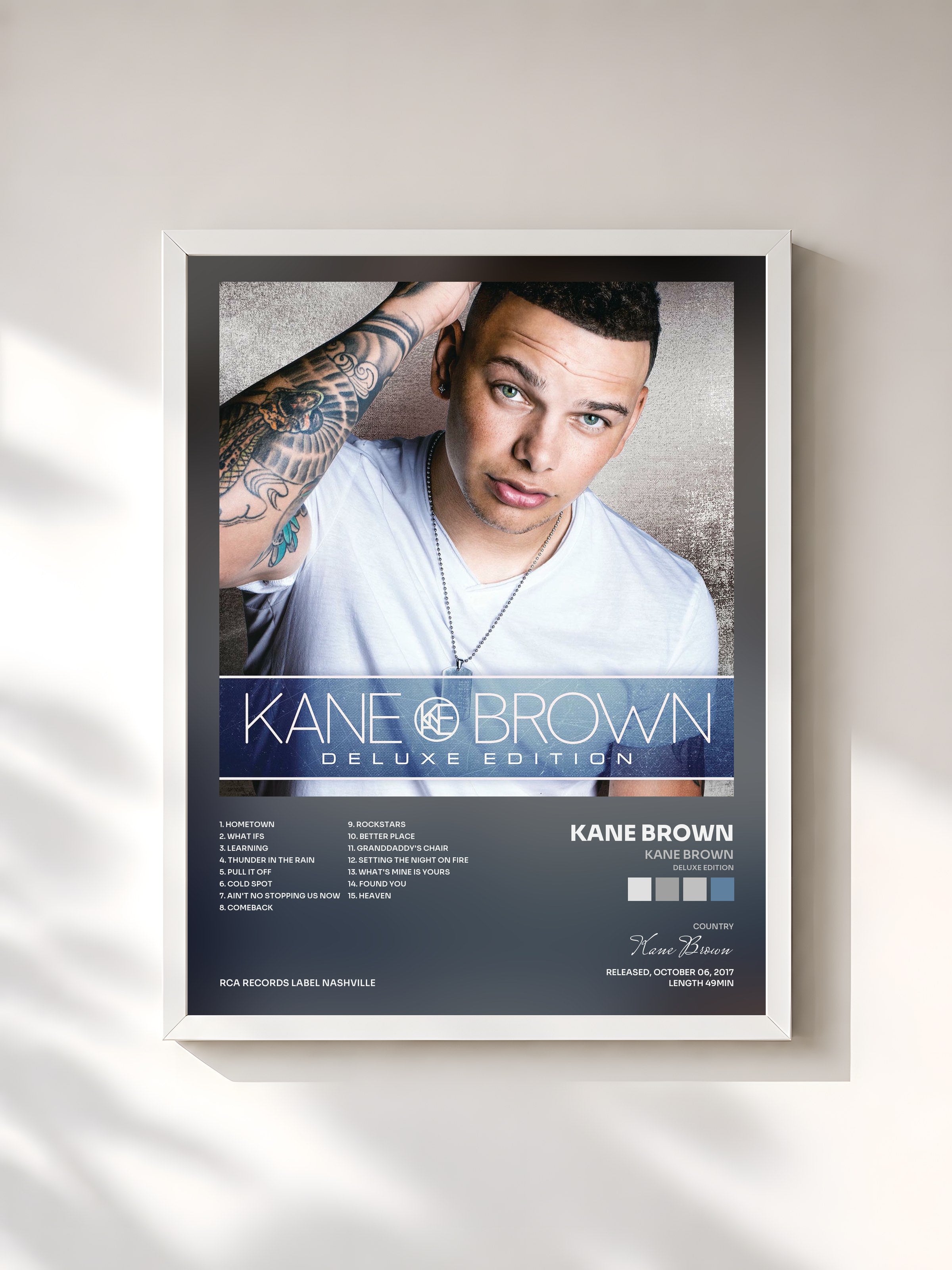 #blanc Tableau de l'album Kane Brown (Deluxe Edition) de Kane Brown, cadre blanc, imprimé et encadré en France