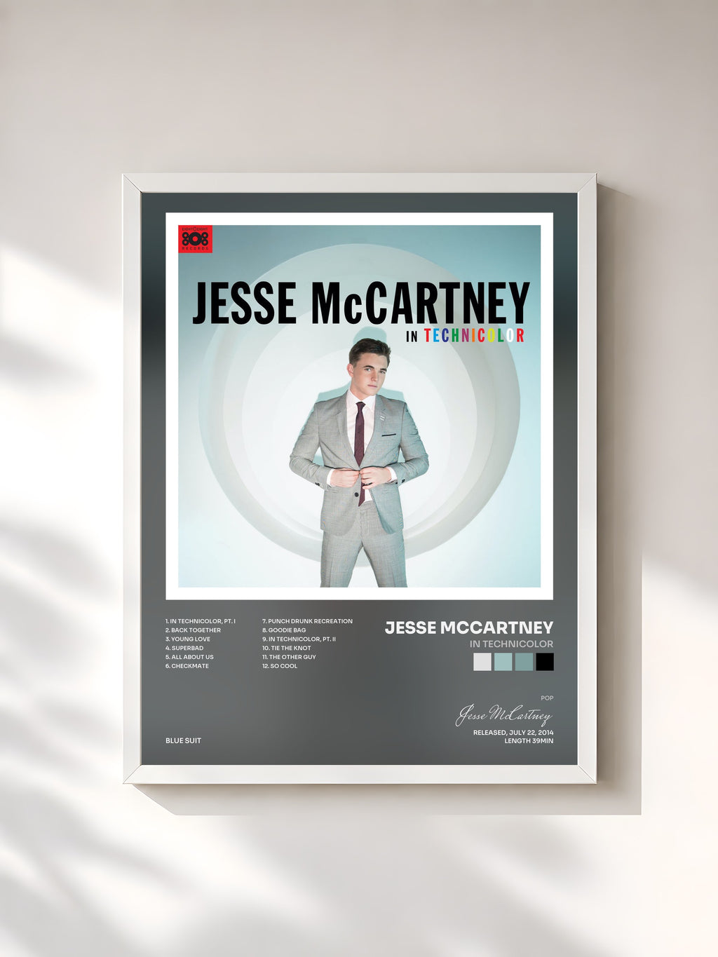 #blanc In Technicolor by Jesse McCartney as a framed art print, white frame, printed and framed in France