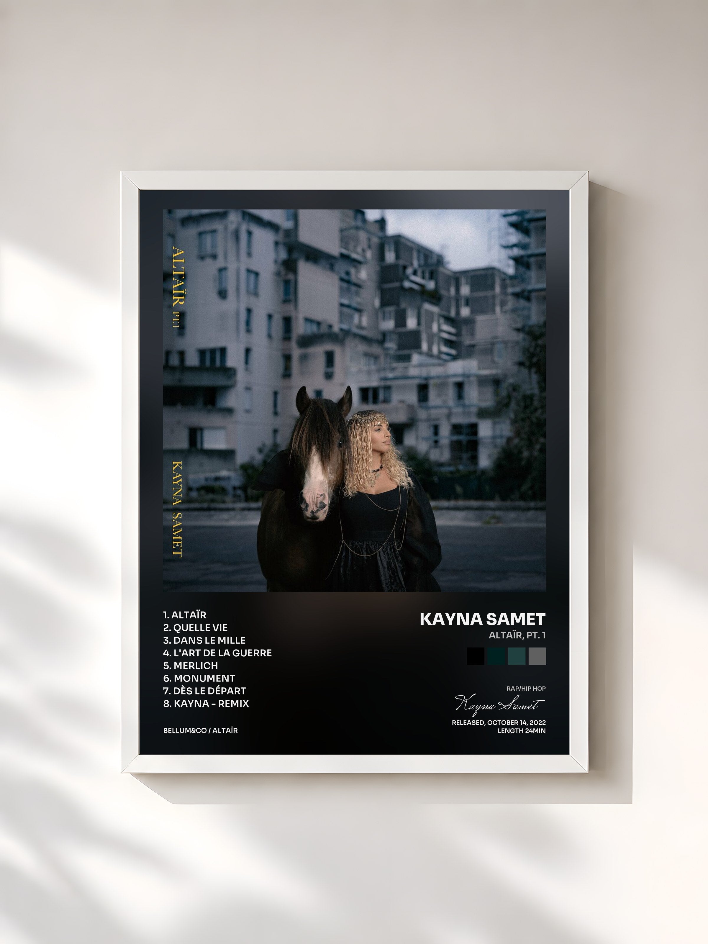 #blanc Tableau de l'album Altaïr, Pt. 1 de Kayna Samet, cadre blanc, imprimé et encadré en France