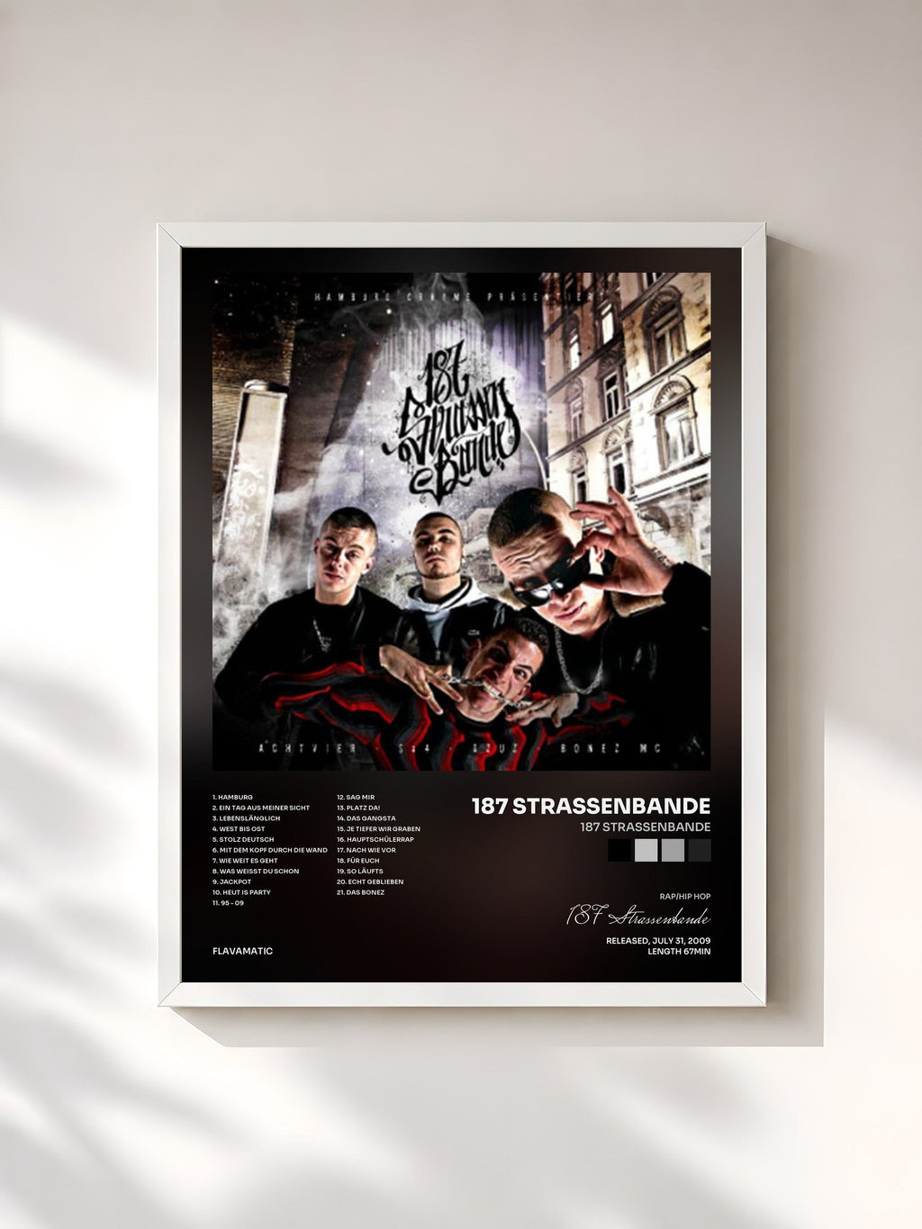 #blanc Tableau de l'album 187 Strassenbande de 187 Strassenbande, cadre blanc, imprimé et encadré en France