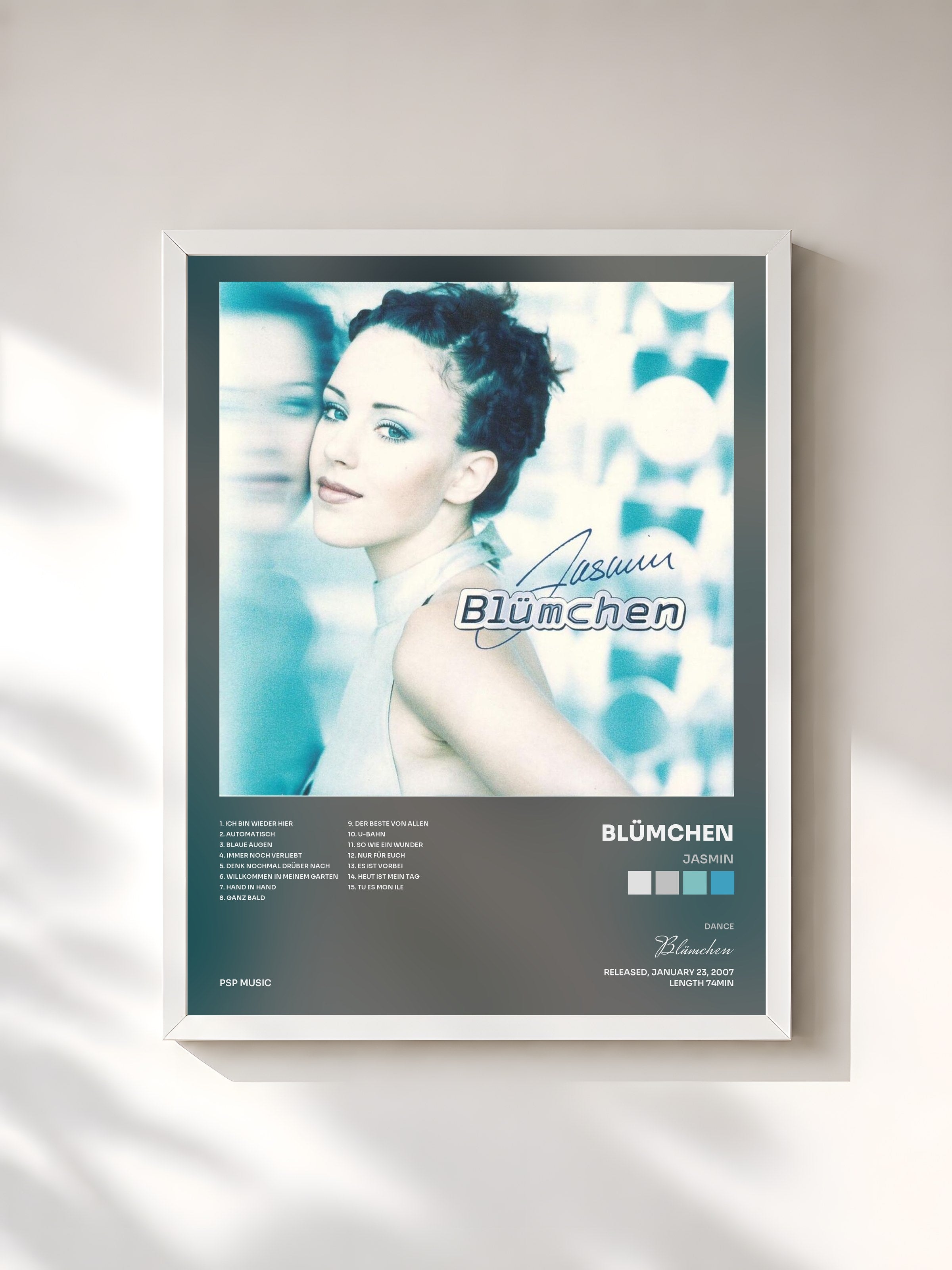 #blanc Tableau de l'album Jasmin de Blümchen, cadre blanc, imprimé et encadré en France