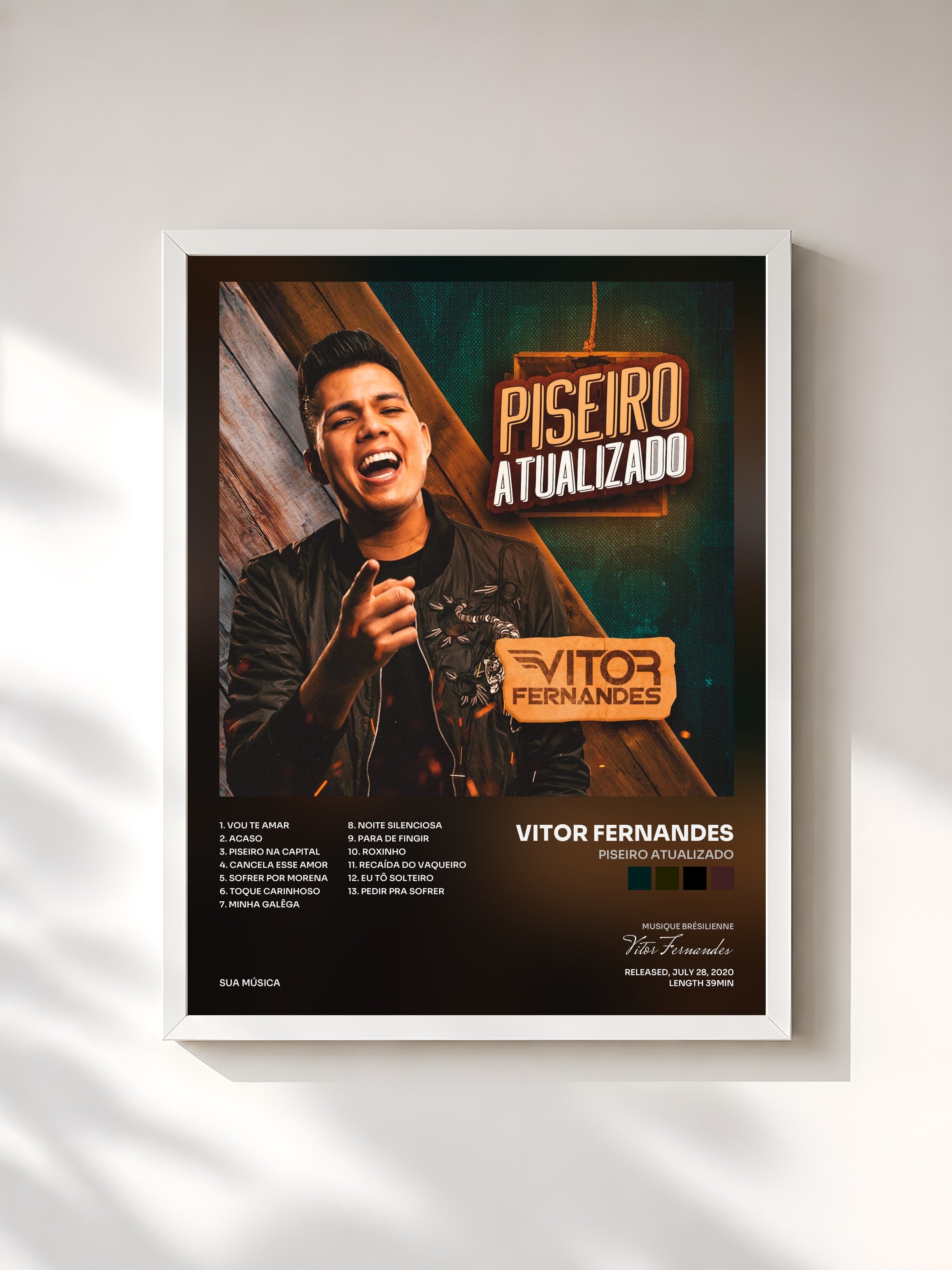 #blanc Tableau de l'album Piseiro Atualizado de Vitor Fernandes, cadre blanc, imprimé et encadré en France