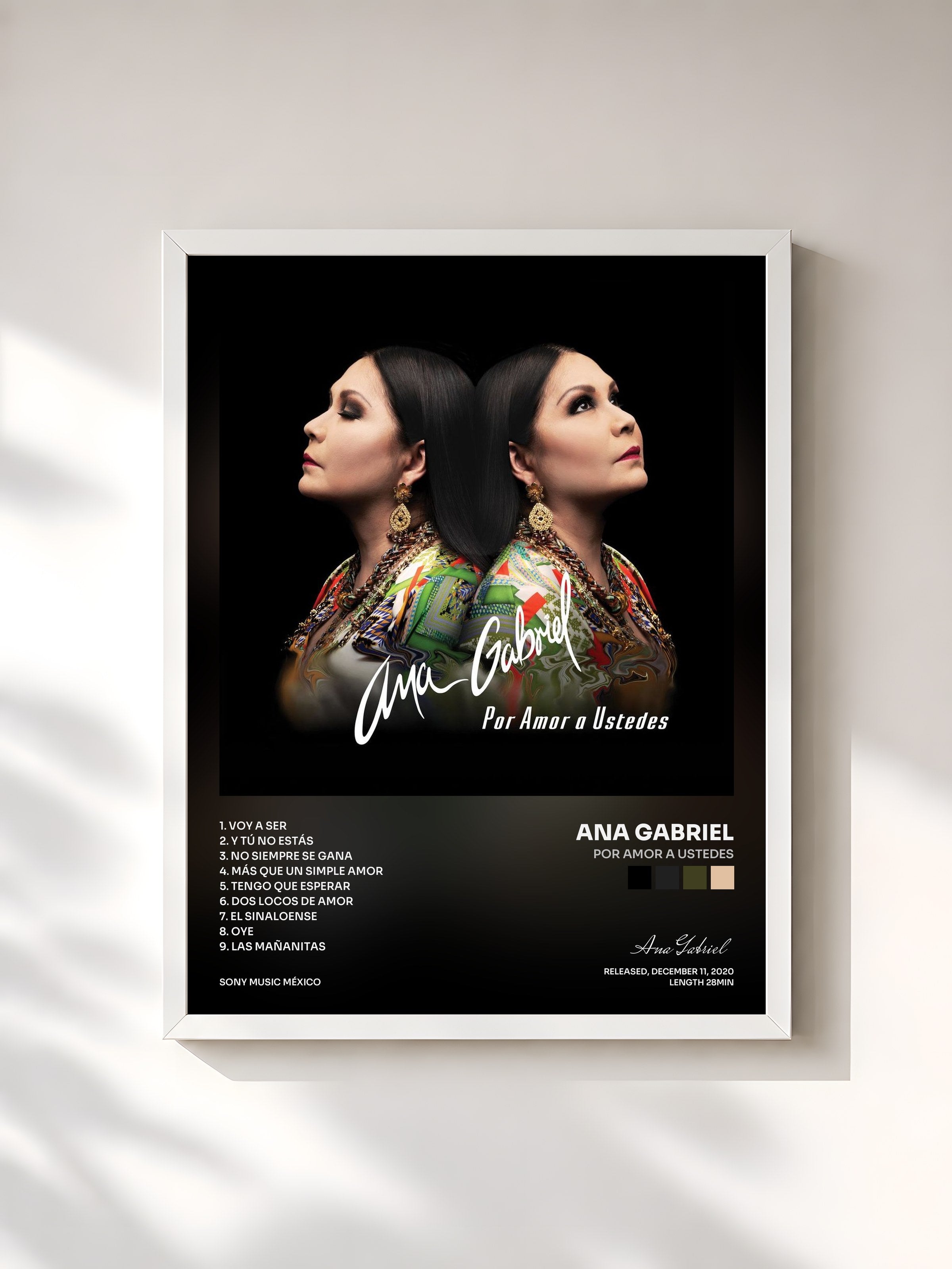 #blanc Tableau de l'album Por Amor a Ustedes de Ana Gabriel, cadre blanc, imprimé et encadré en France