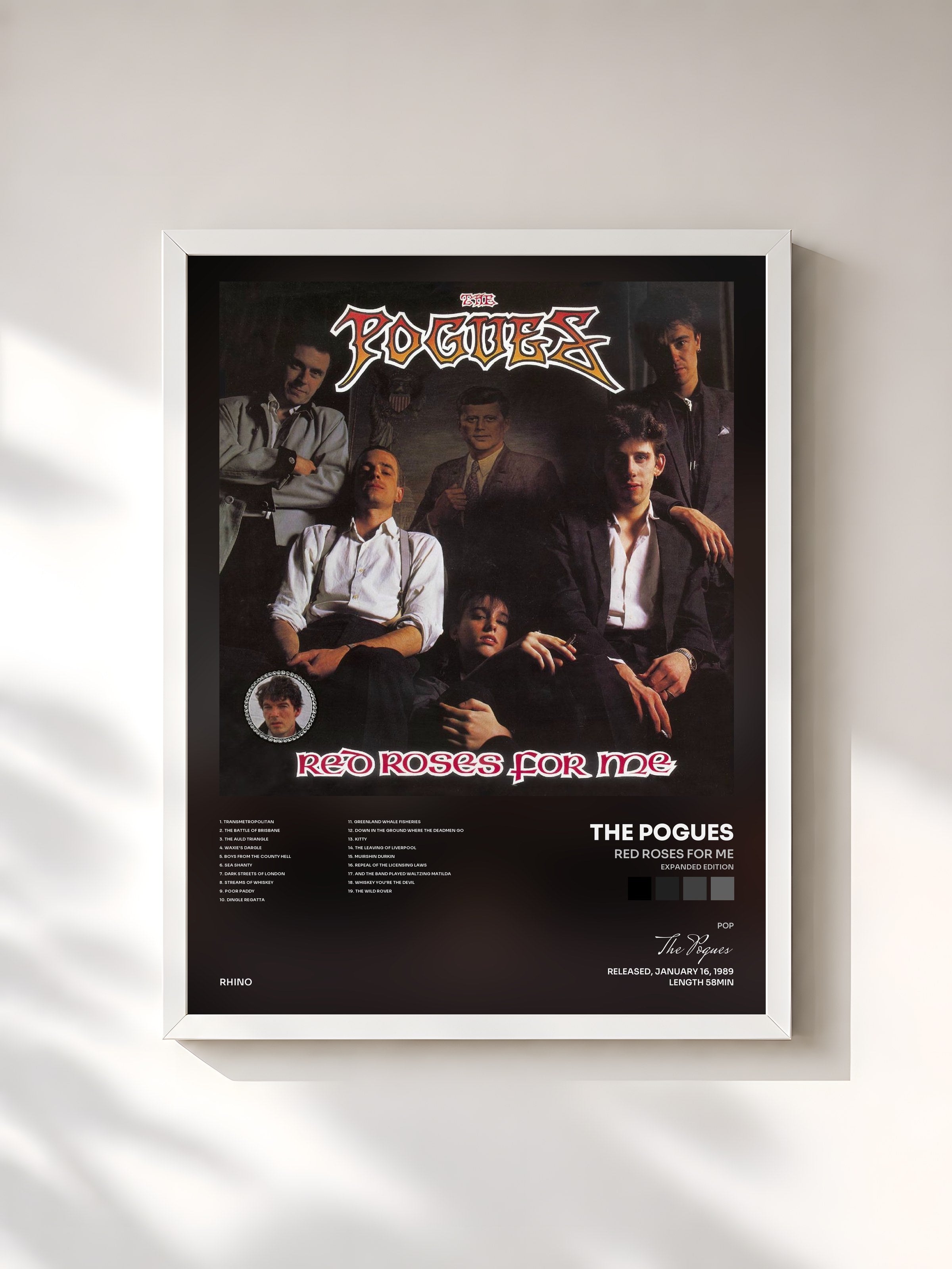 #blanc Tableau de l'album Red Roses for Me (Expanded Edition) de The Pogues, cadre blanc, imprimé et encadré en France