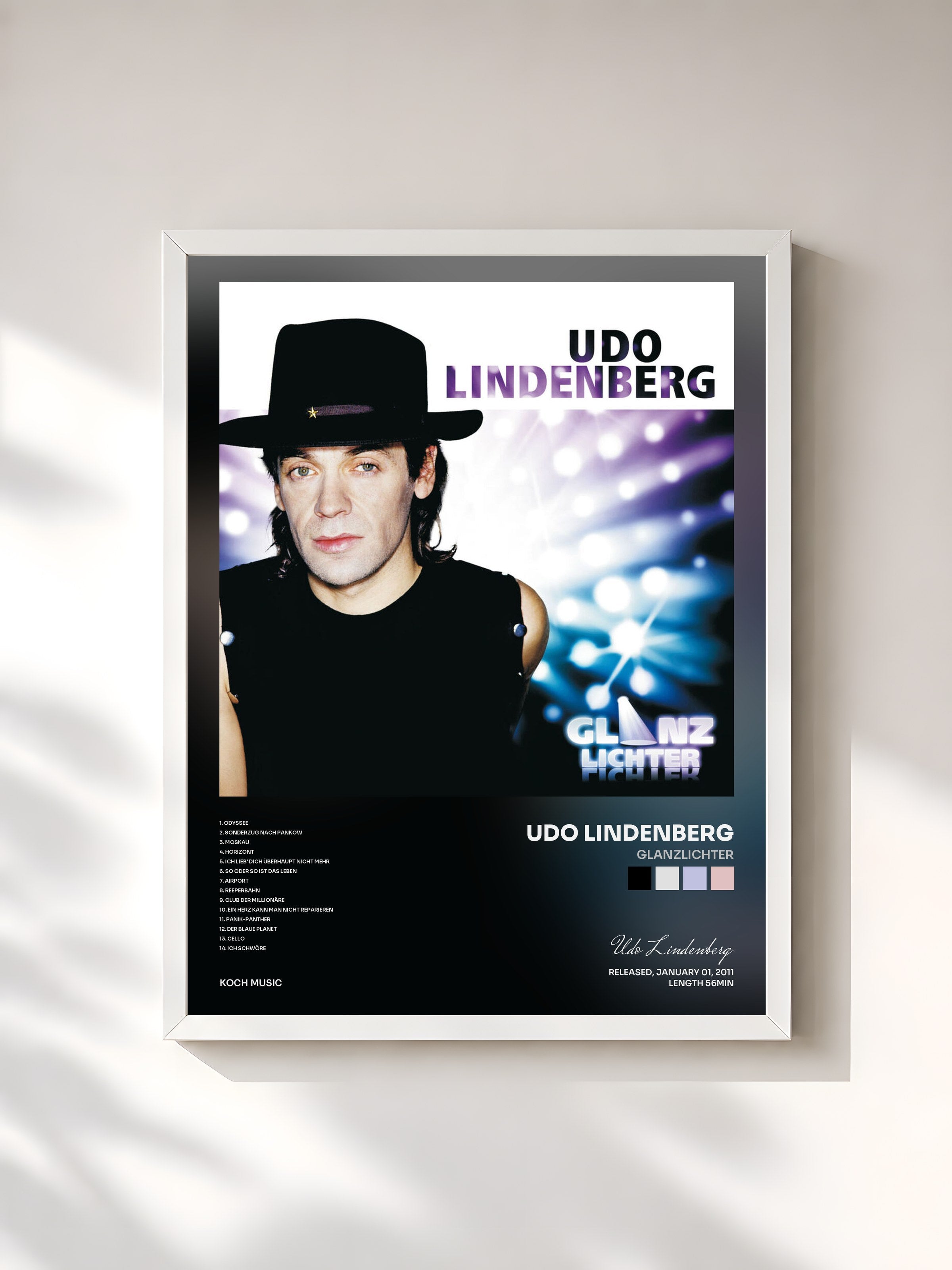 #blanc Tableau de l'album Glanzlichter de Udo Lindenberg, cadre blanc, imprimé et encadré en France