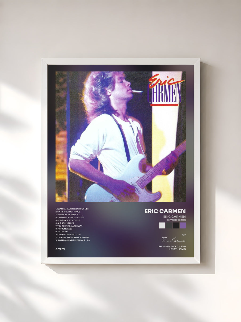 #blanc Tableau de l'album Eric Carmen (Expanded Edition) de Eric Carmen, cadre blanc, imprimé et encadré en France