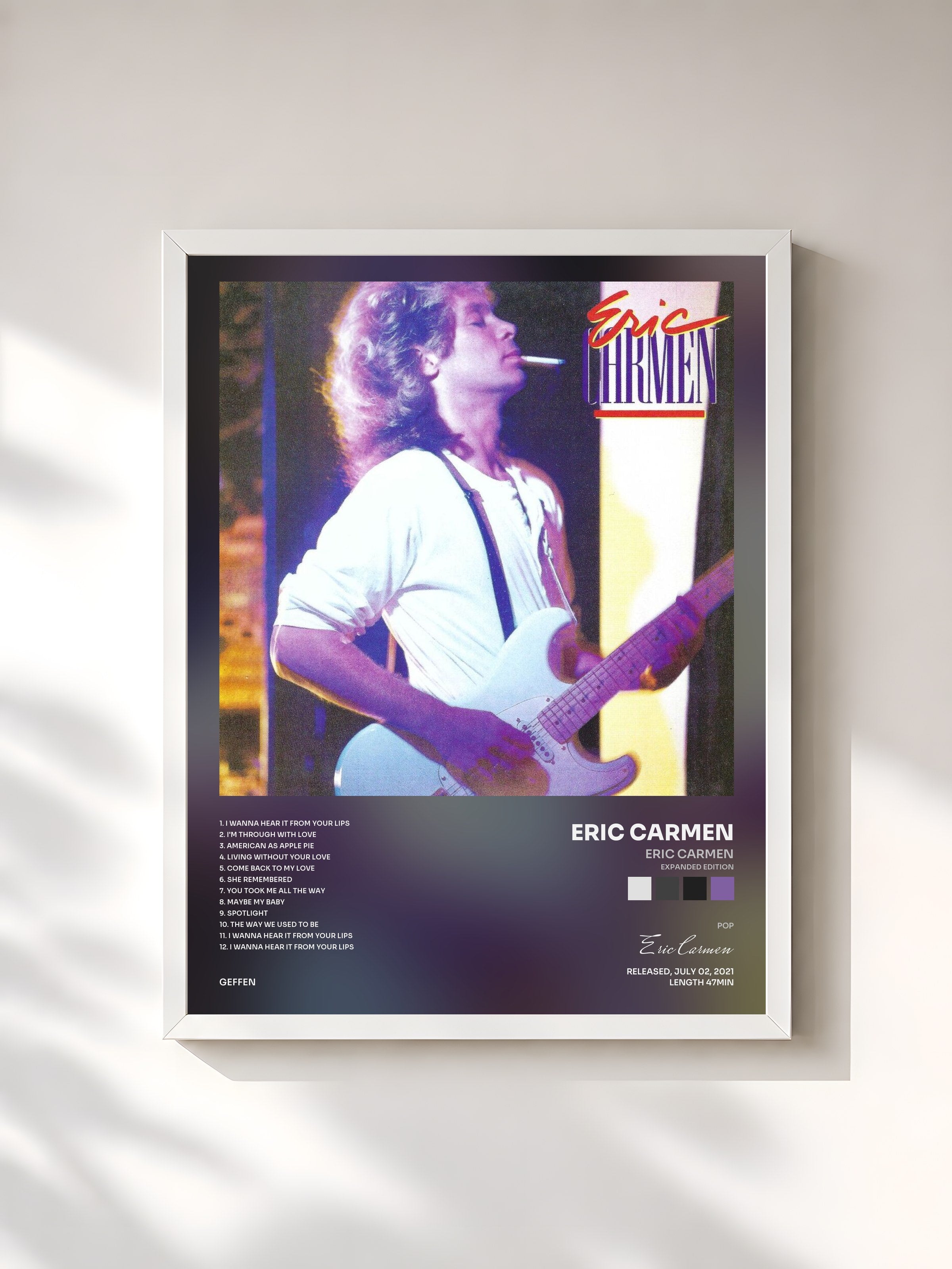 #blanc Tableau de l'album Eric Carmen (Expanded Edition) de Eric Carmen, cadre blanc, imprimé et encadré en France