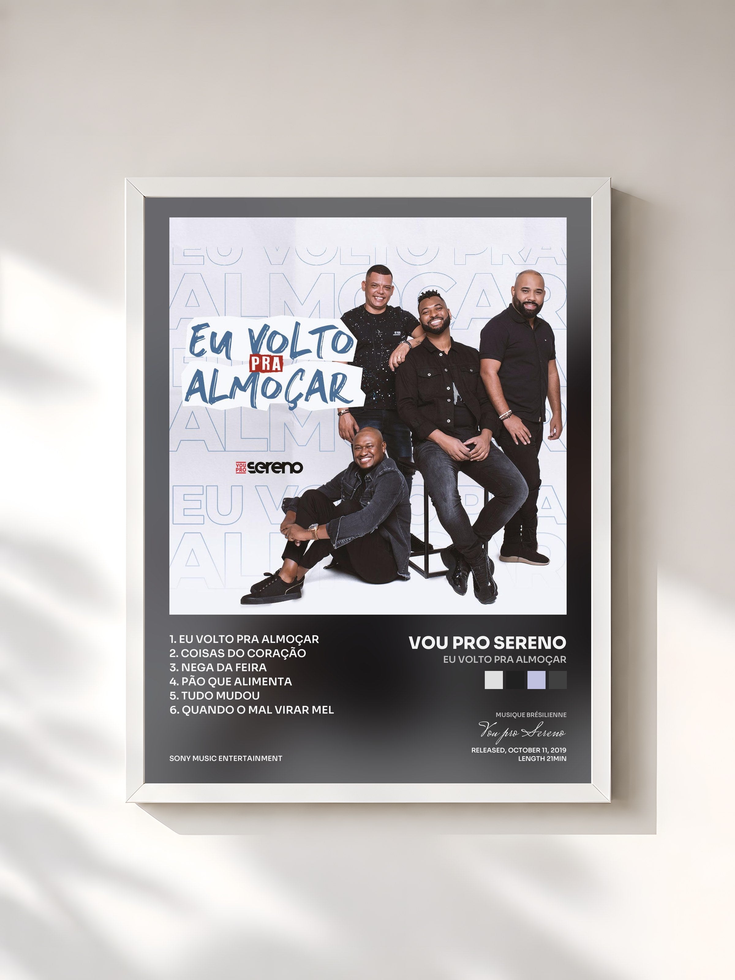#blanc Tableau de l'album Eu Volto pra Almoçar de Vou pro Sereno, cadre blanc, imprimé et encadré en France