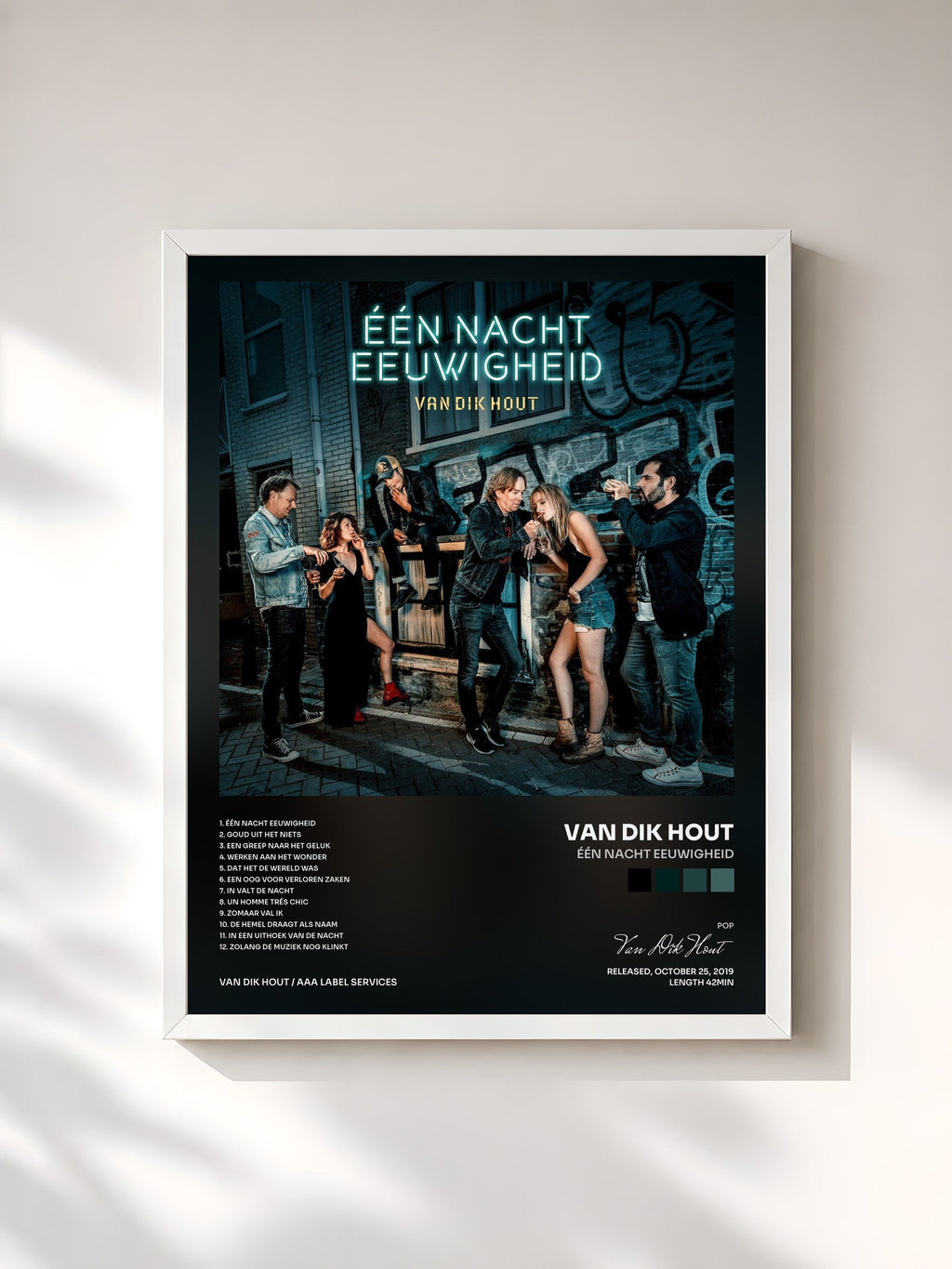 #blanc Tableau de l'album Één Nacht Eeuwigheid de Van Dik Hout, cadre blanc, imprimé et encadré en France