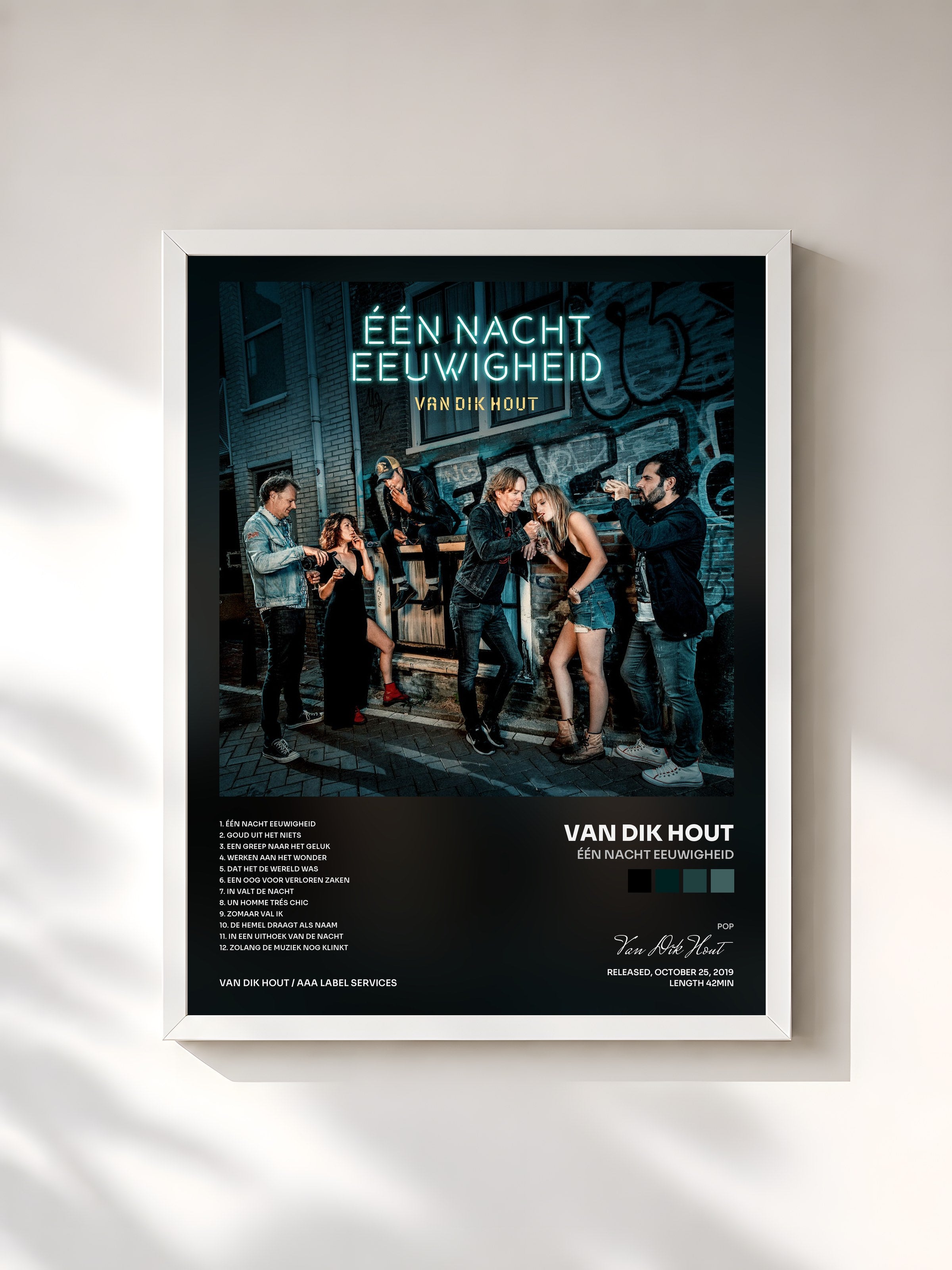 #blanc Tableau de l'album Één Nacht Eeuwigheid de Van Dik Hout, cadre blanc, imprimé et encadré en France