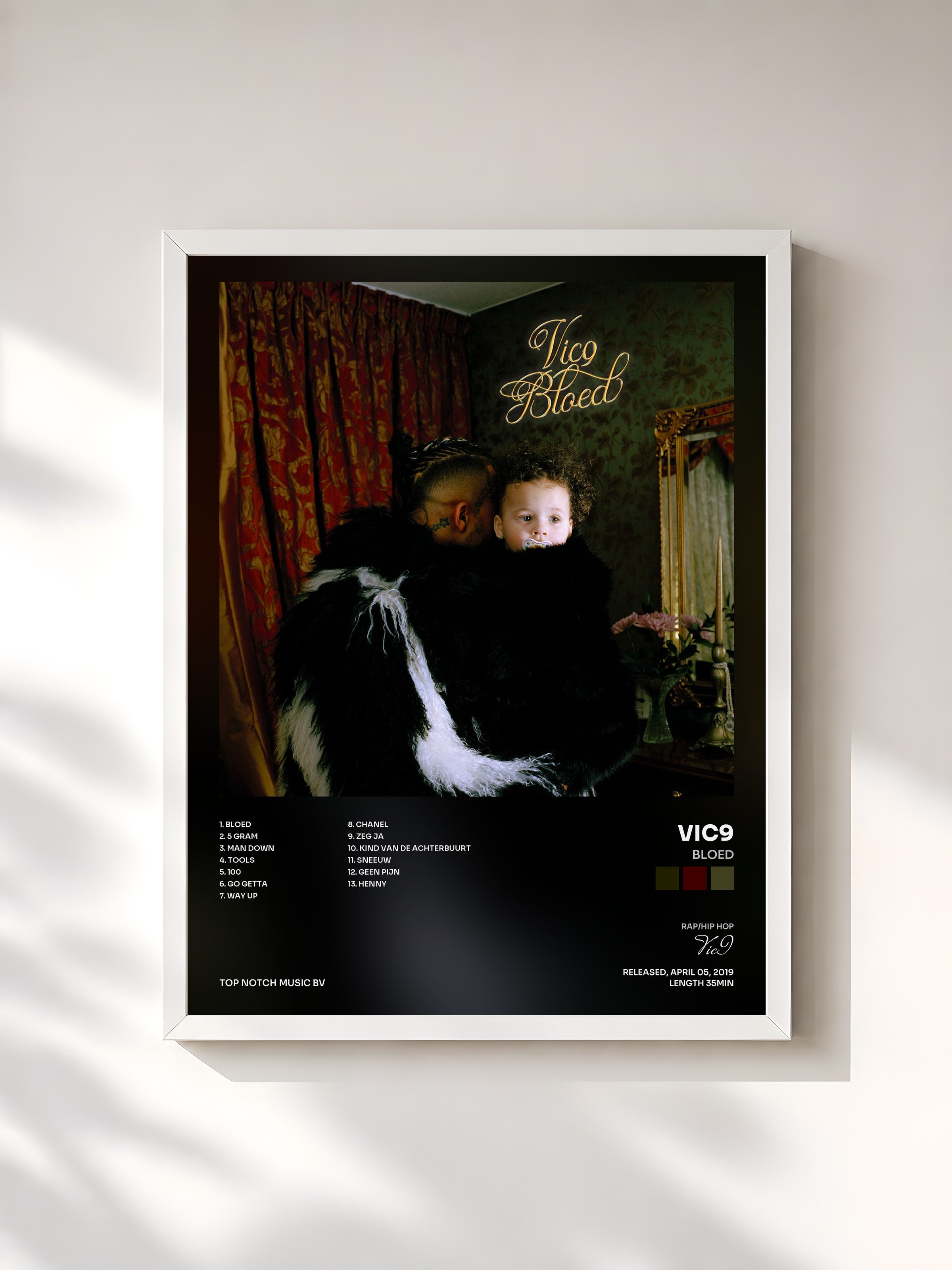 #blanc Tableau de l'album Bloed de Vic9, cadre blanc, imprimé et encadré en France