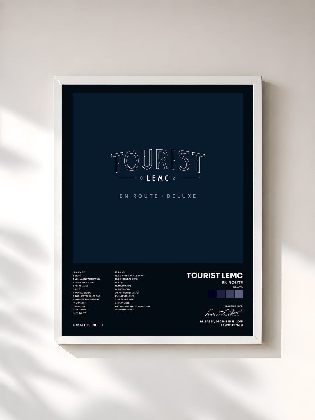 #blanc En Route (Deluxe) von Tourist LeMC als gerahmter Kunstdruck, weißer Rahmen, gedruckt und gerahmt in Frankreich
