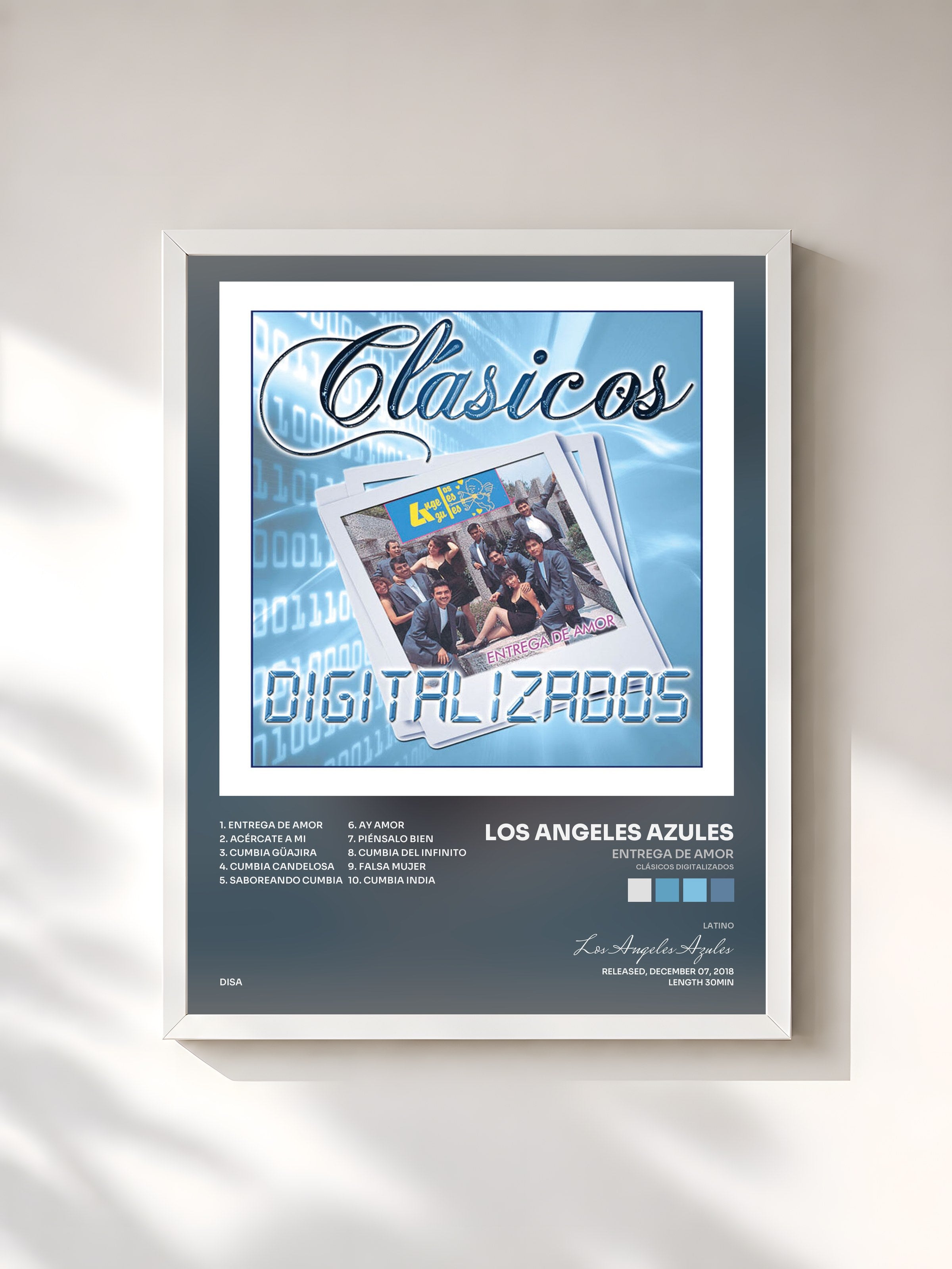 #blanc Tableau de l'album Entrega De Amor (Clásicos Digitalizados) de Los Angeles Azules, cadre blanc, imprimé et encadré en France