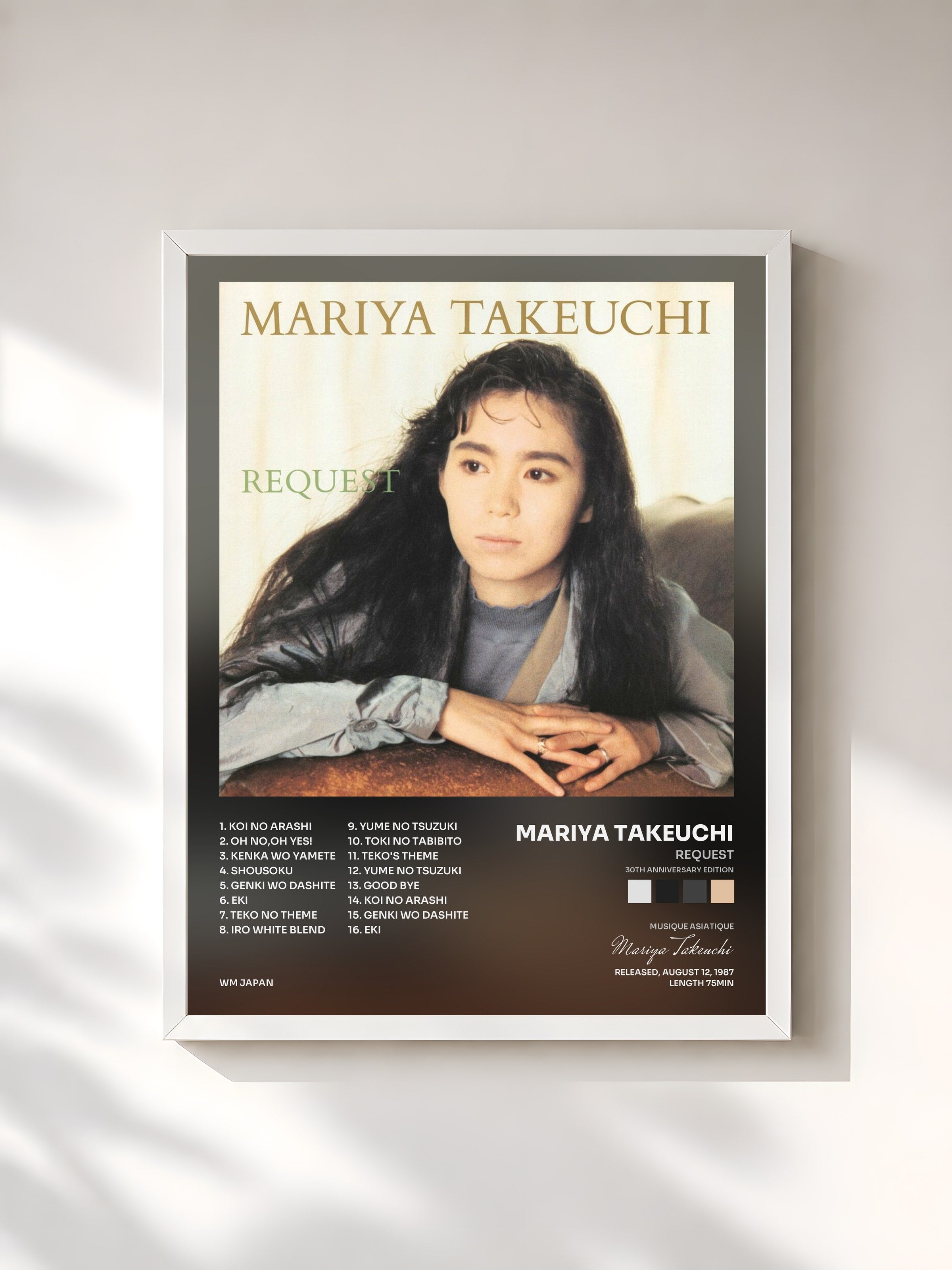 #blanc Tableau de l'album REQUEST (30th Anniversary Edition) de Mariya Takeuchi, cadre blanc, imprimé et encadré en France