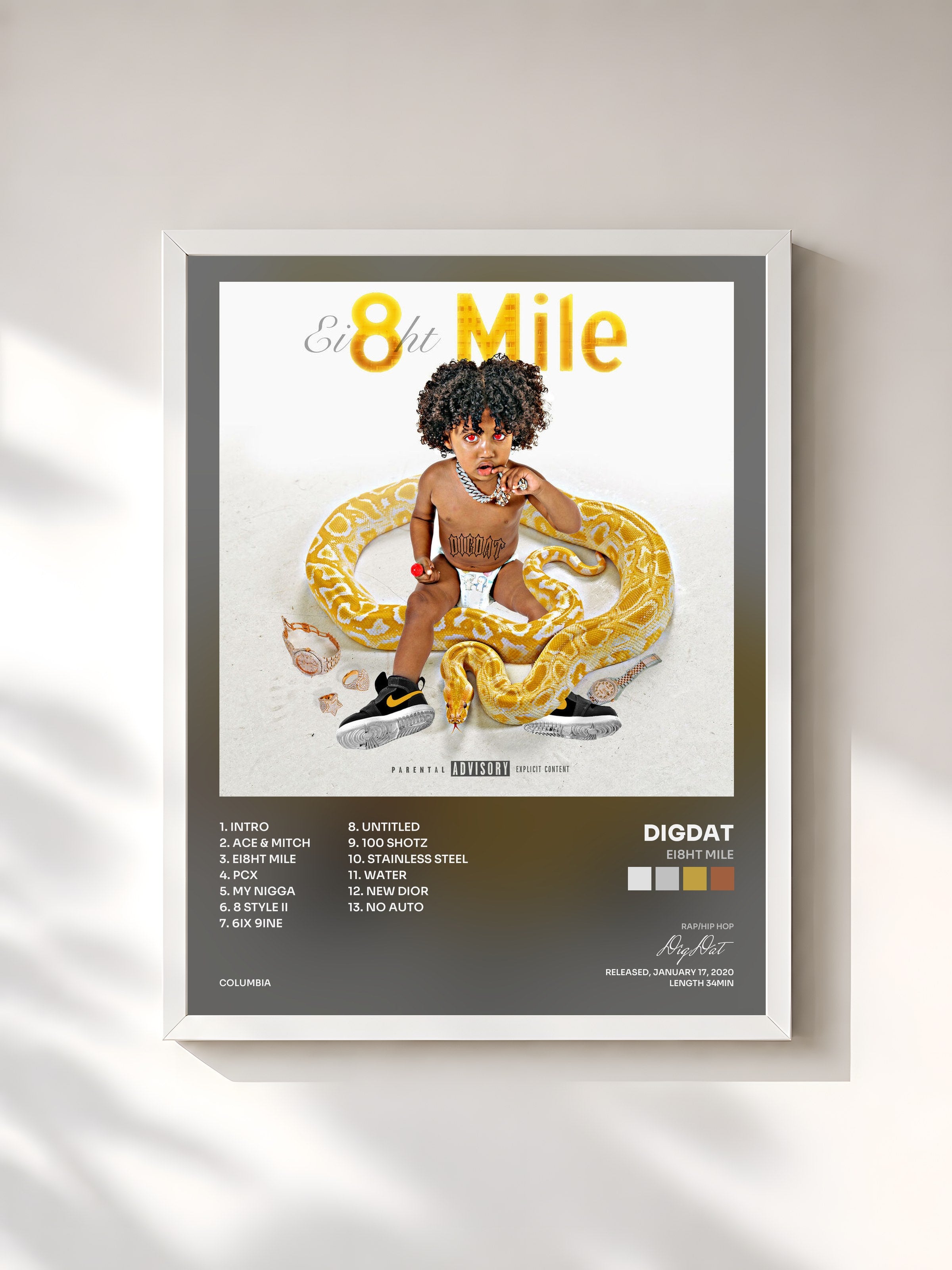 #blanc Tableau de l'album Ei8ht Mile de DigDat, cadre blanc, imprimé et encadré en France