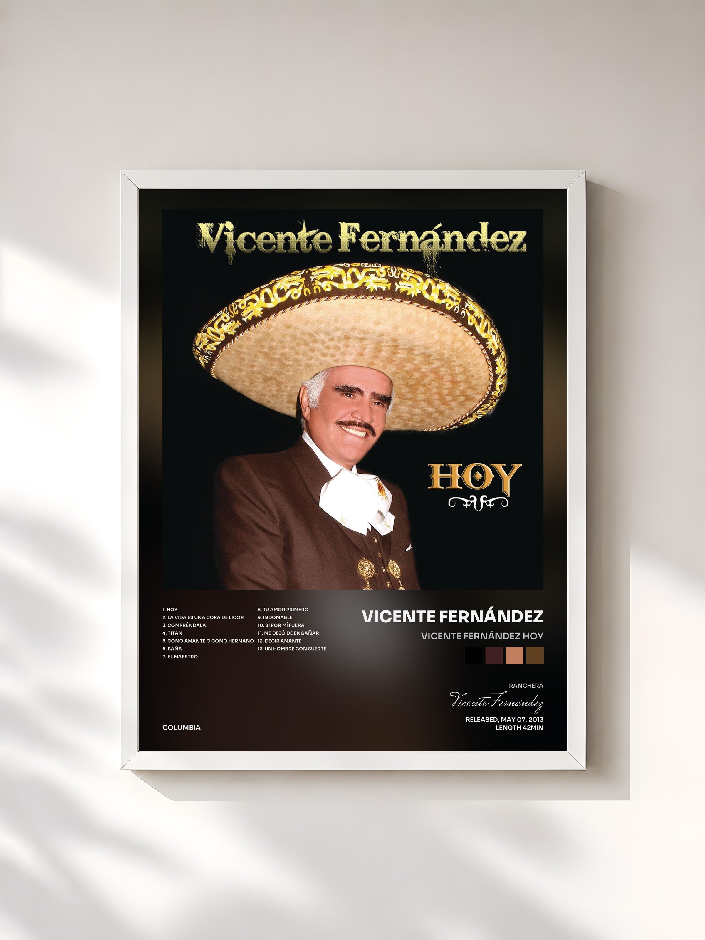#blanc Tableau de l'album Vicente Fernández Hoy de Vicente Fernández, cadre blanc, imprimé et encadré en France