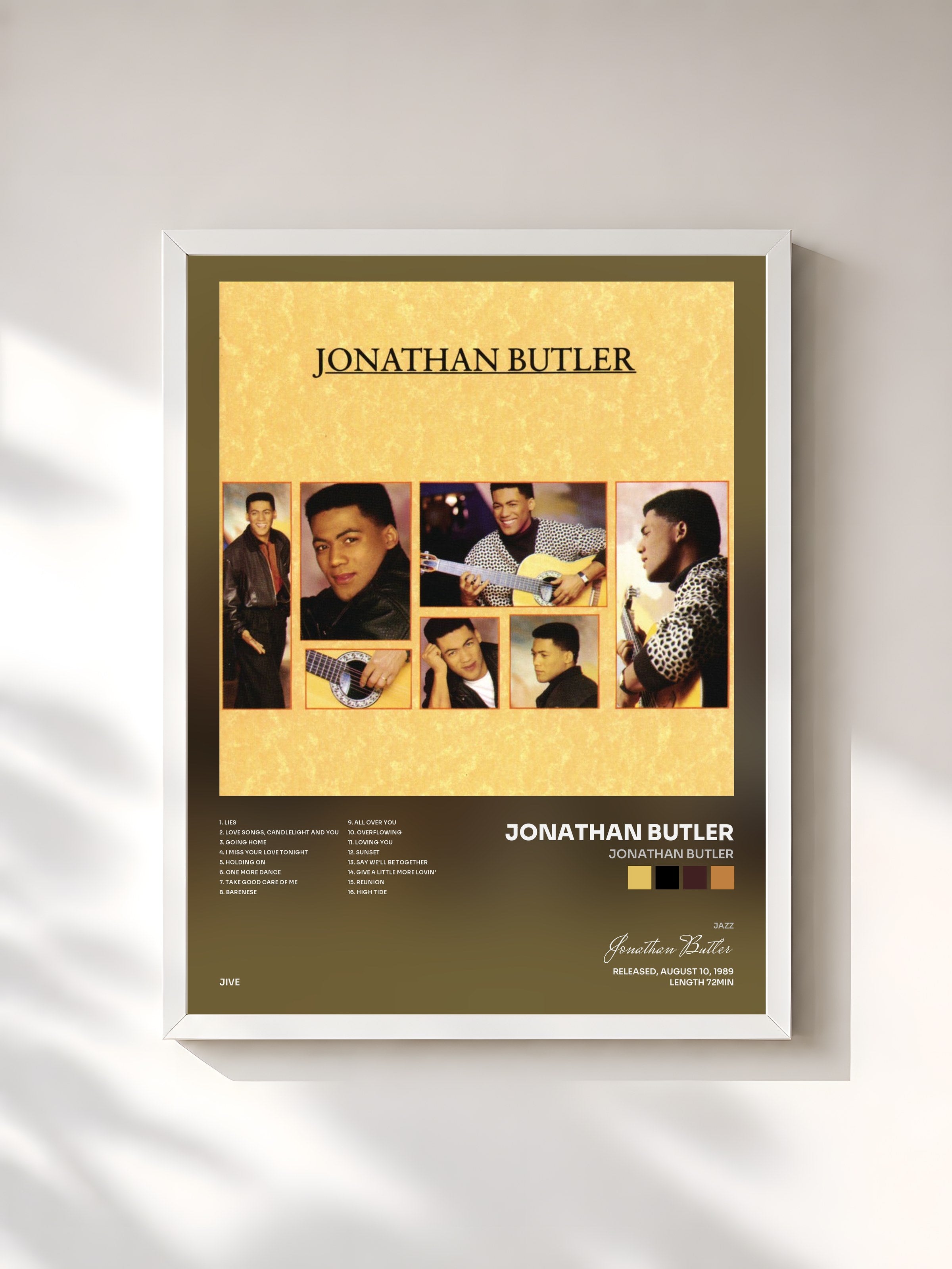 #blanc Tableau de l'album Jonathan Butler de Jonathan Butler, cadre blanc, imprimé et encadré en France