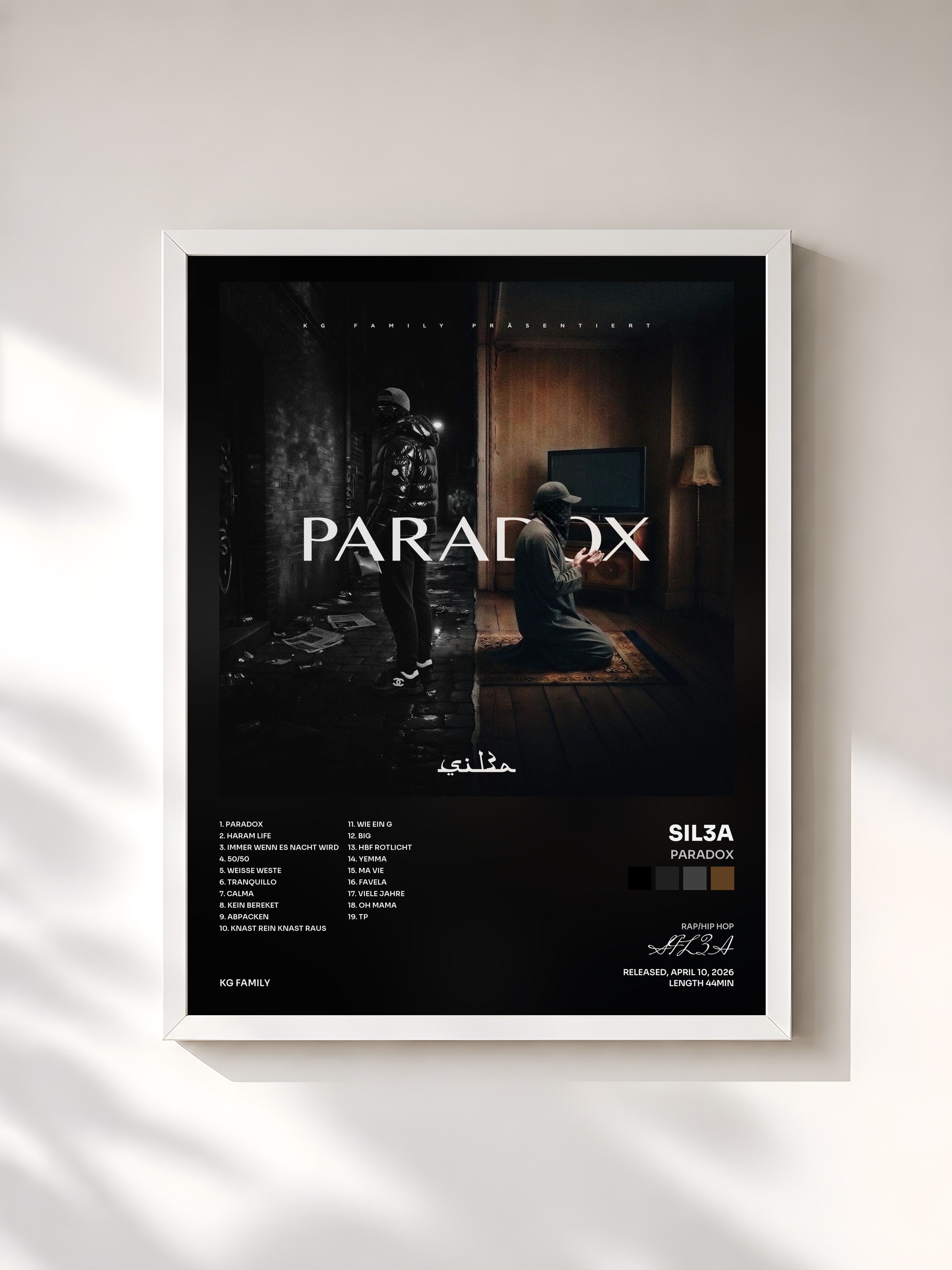 #blanc Tableau de l'album Paradox de SIL3A, cadre blanc, imprimé et encadré en France