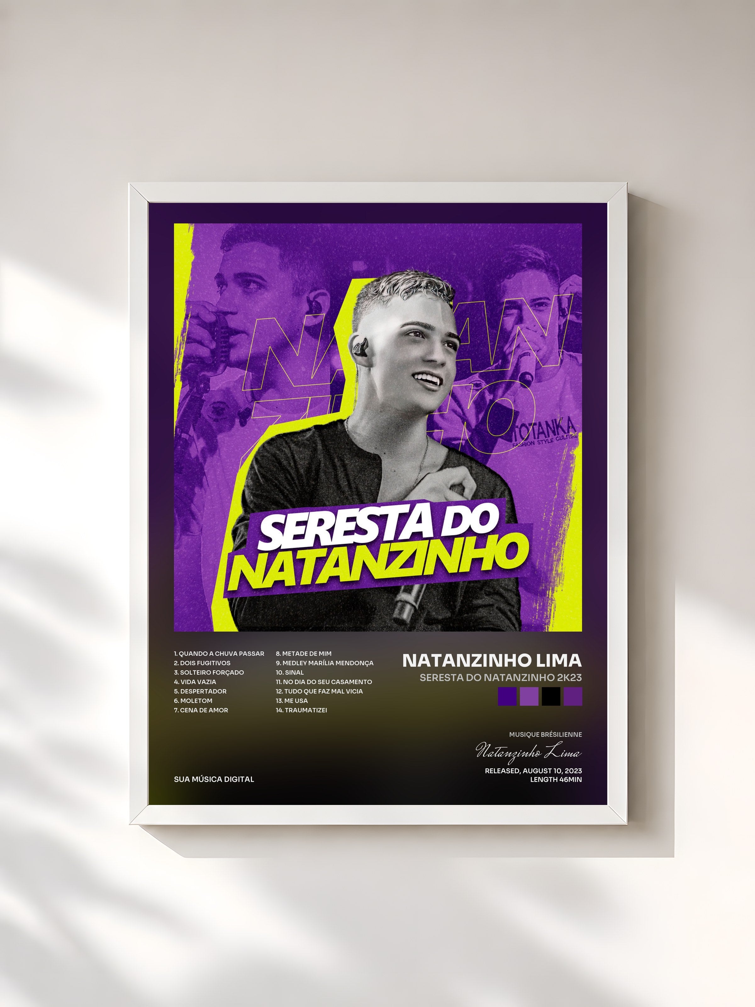 #blanc Tableau de l'album Seresta do Natanzinho 2K23 de Natanzinho Lima, cadre blanc, imprimé et encadré en France