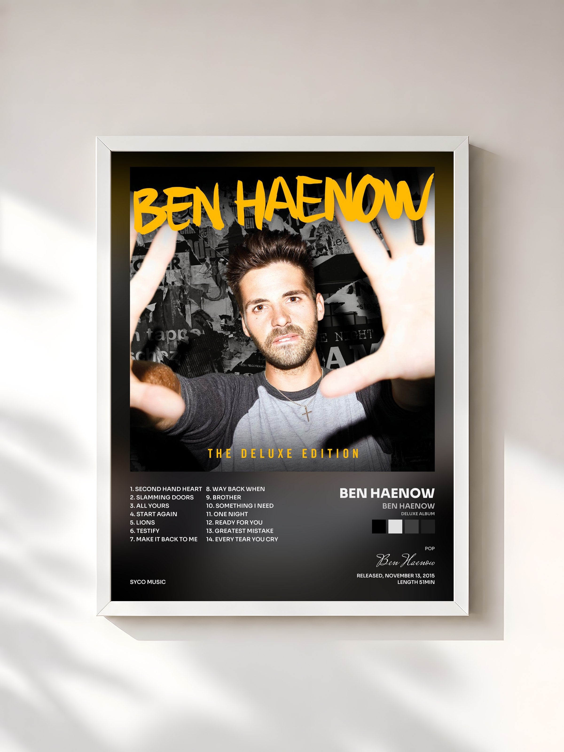 #blanc Tableau de l'album Ben Haenow (Deluxe Album) de Ben Haenow, cadre blanc, imprimé et encadré en France