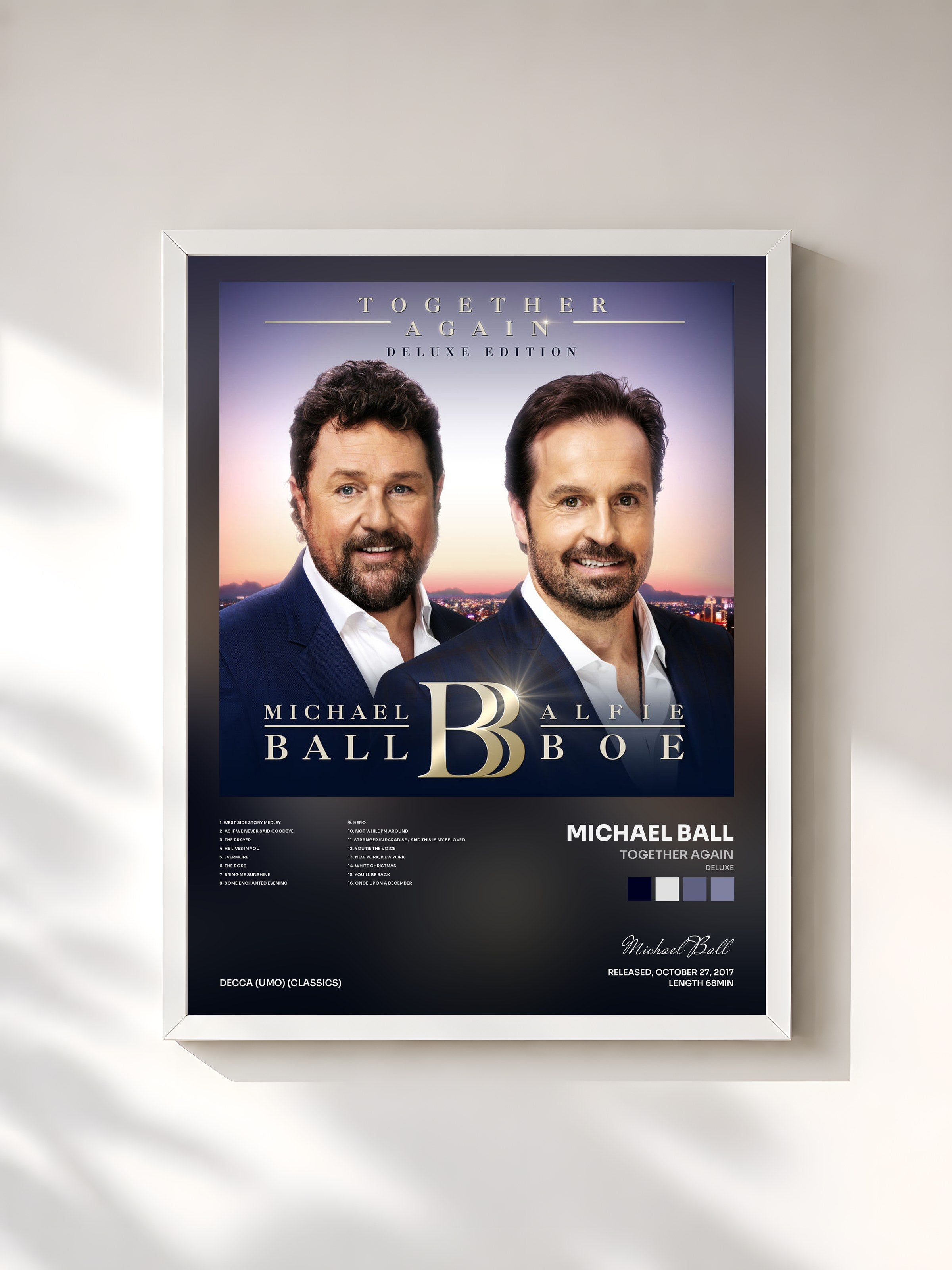 #blanc Tableau de l'album Together Again (Deluxe) de Michael Ball, cadre blanc, imprimé et encadré en France