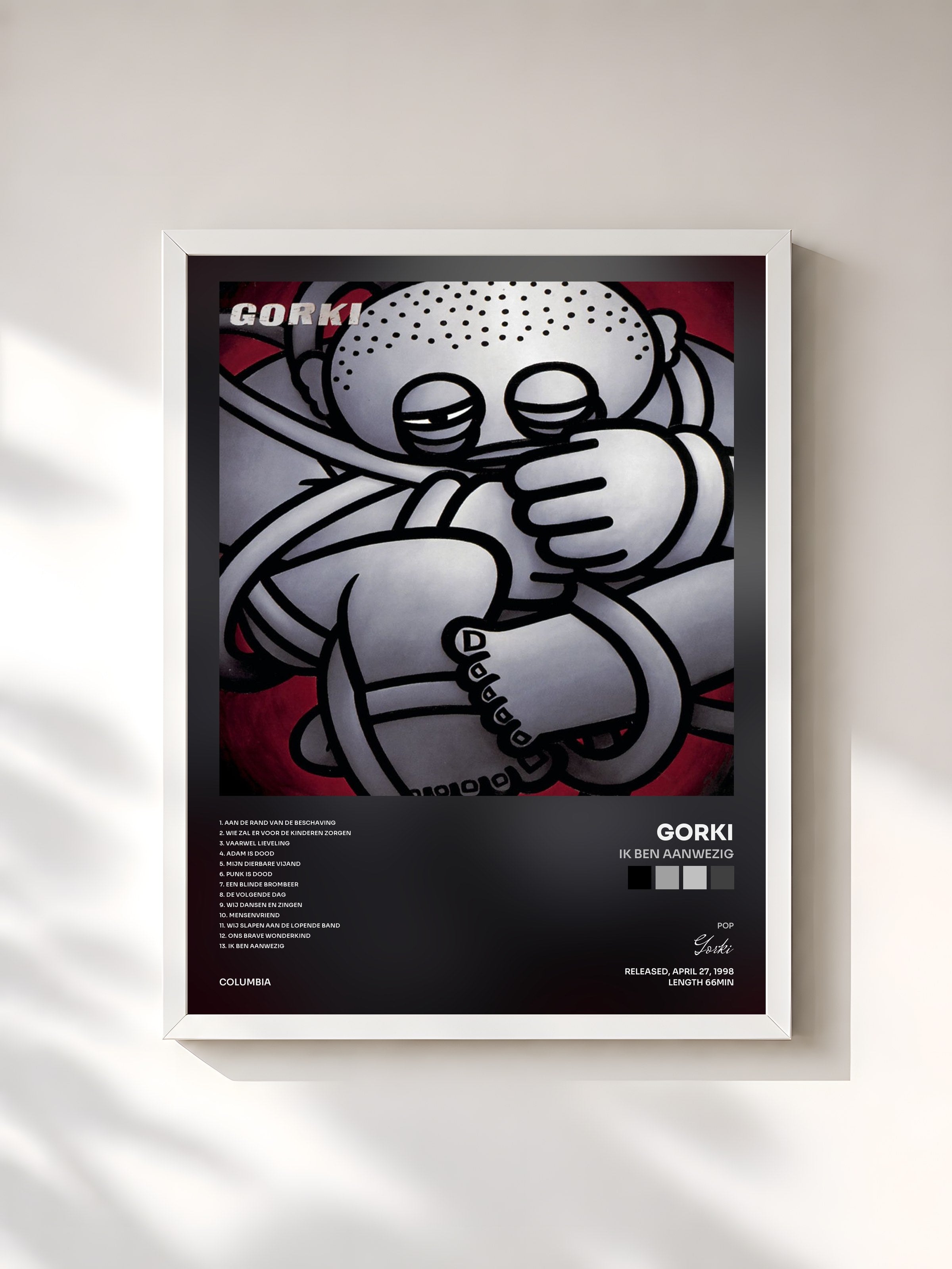 #blanc Tableau de l'album Ik Ben Aanwezig de Gorki, cadre blanc, imprimé et encadré en France