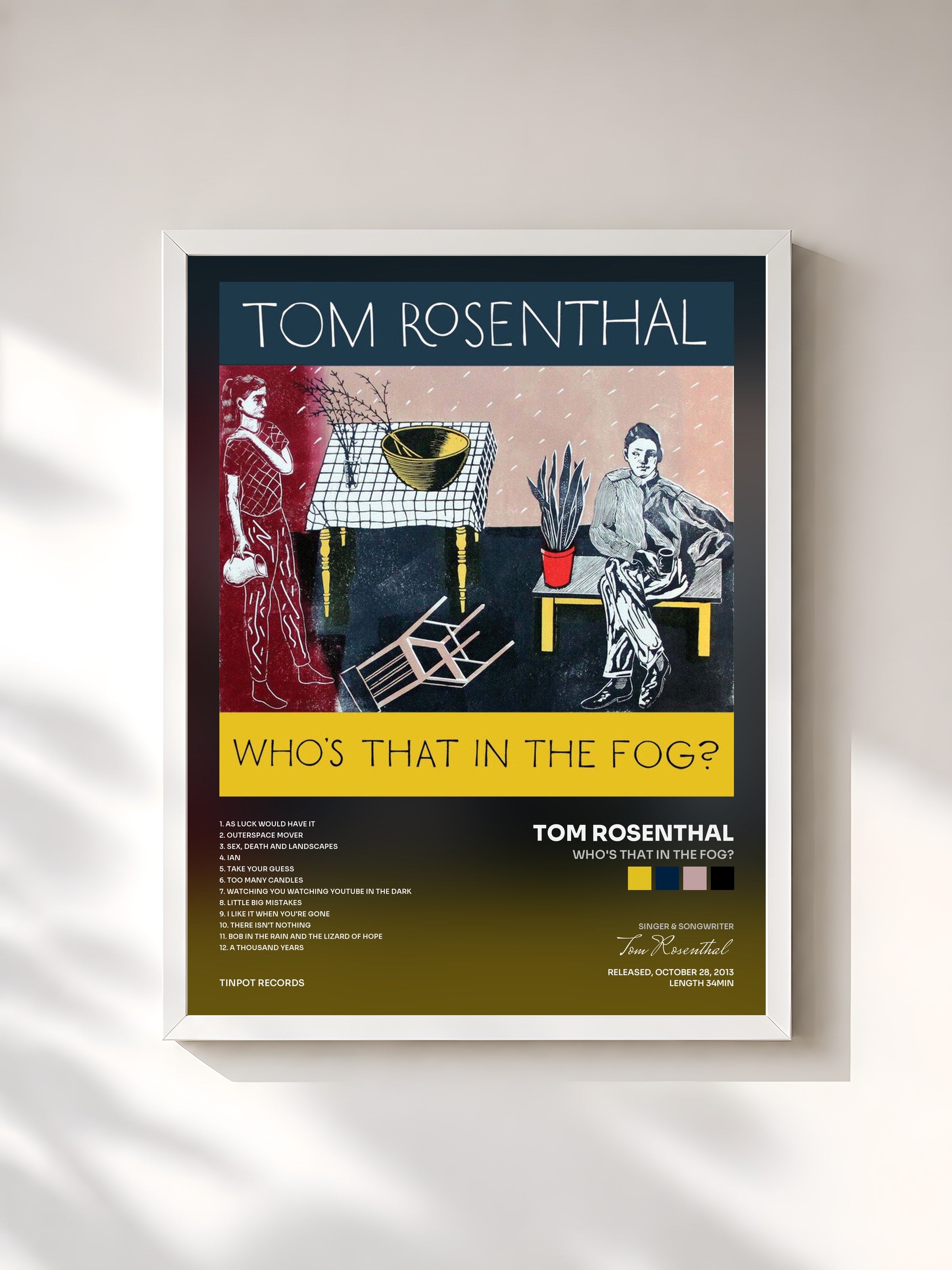 #blanc Tableau de l'album Who's That in the Fog? de Tom Rosenthal, cadre blanc, imprimé et encadré en France