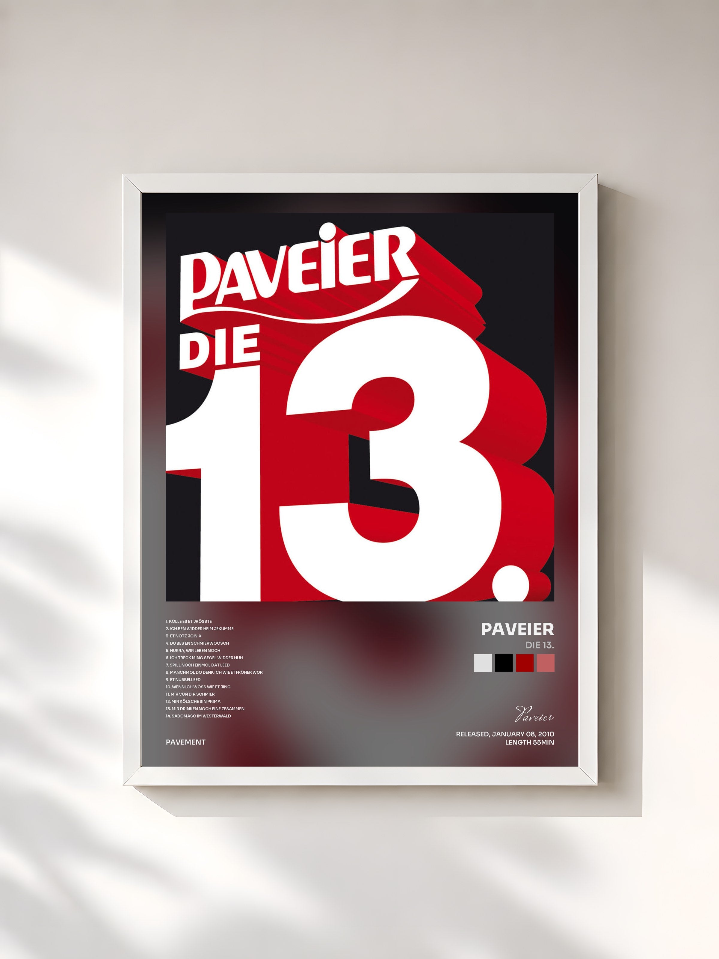#blanc Tableau de l'album Die 13. de Paveier, cadre blanc, imprimé et encadré en France