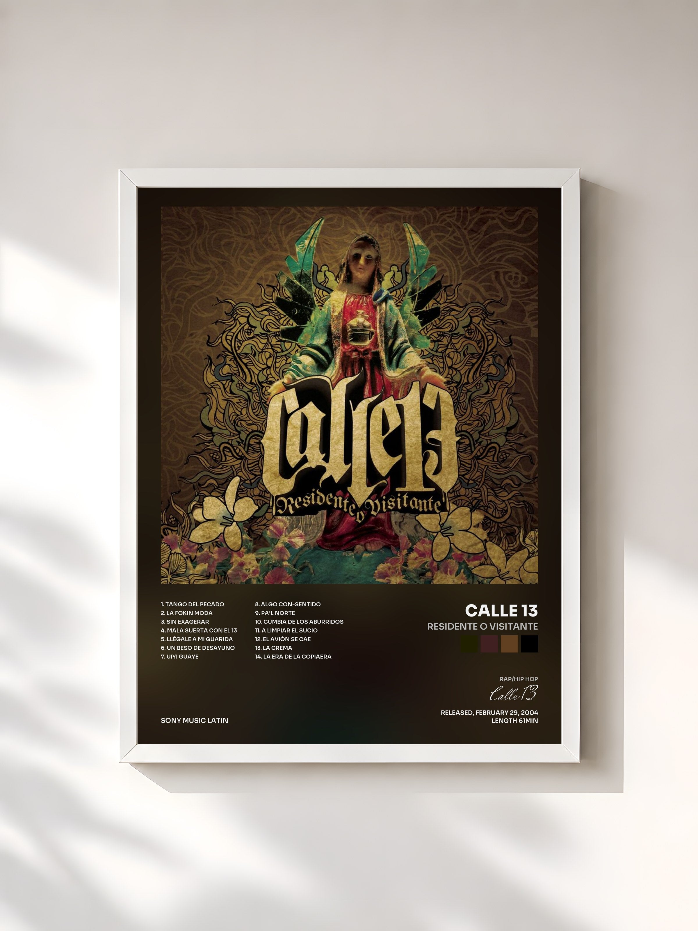 #blanc Tableau de l'album Residente o Visitante de Calle 13, cadre blanc, imprimé et encadré en France