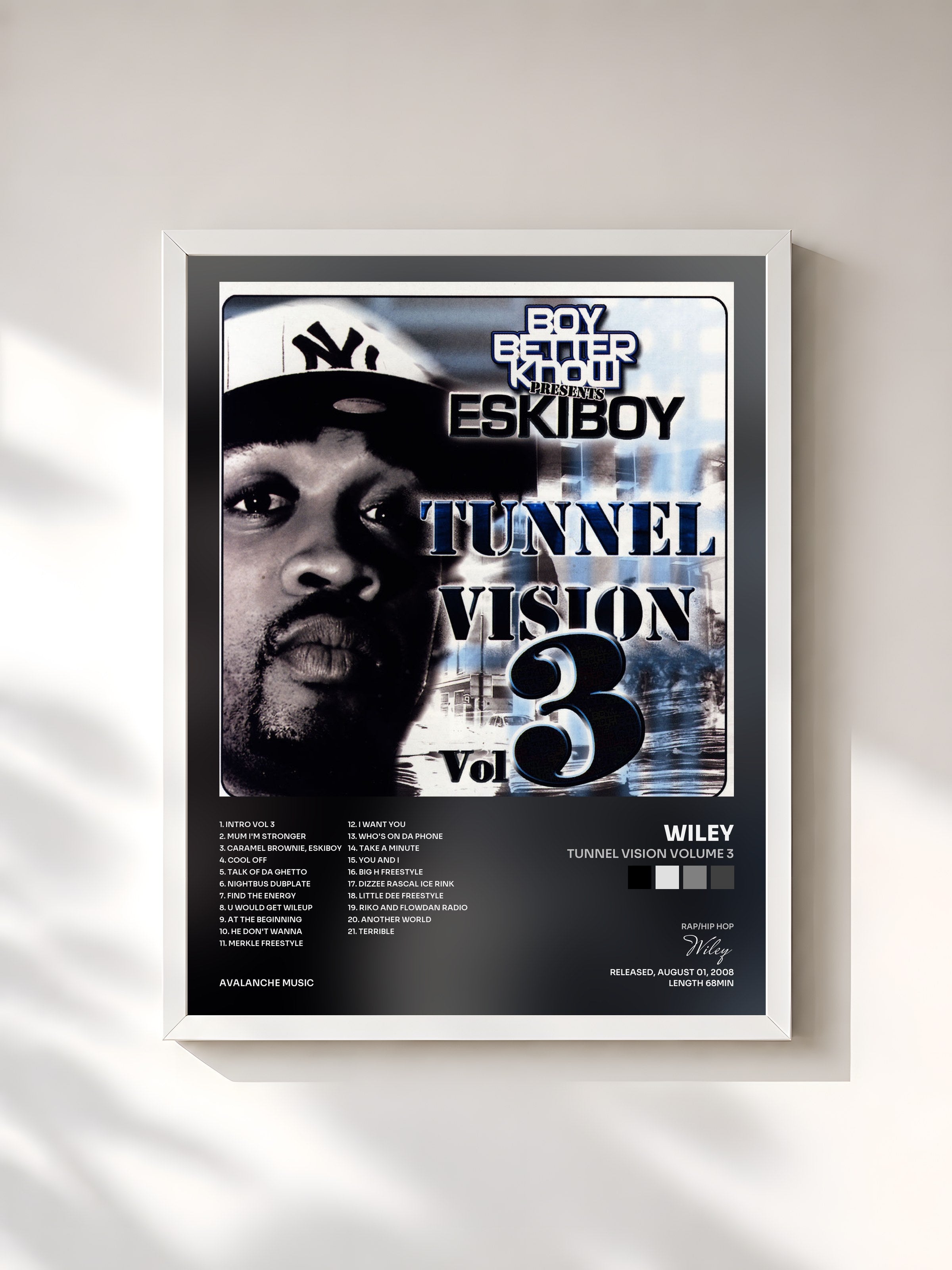 #blanc Tableau de l'album Tunnel Vision Volume 3 de Wiley, cadre blanc, imprimé et encadré en France