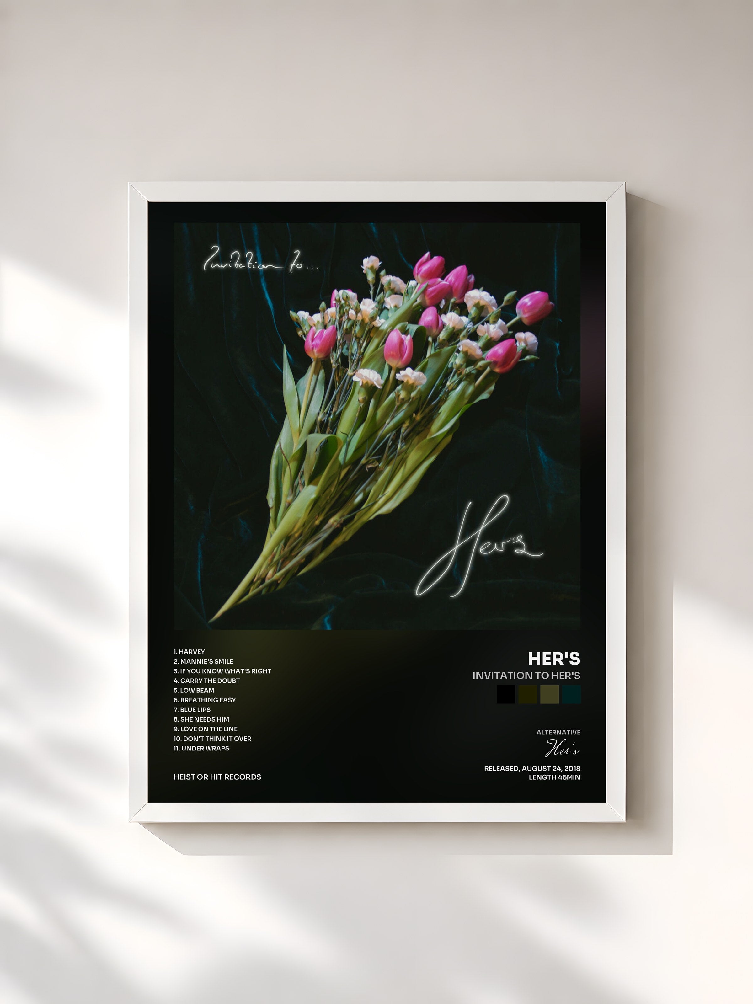 #blanc Tableau de l'album Invitation to Her's de Her's, cadre blanc, imprimé et encadré en France