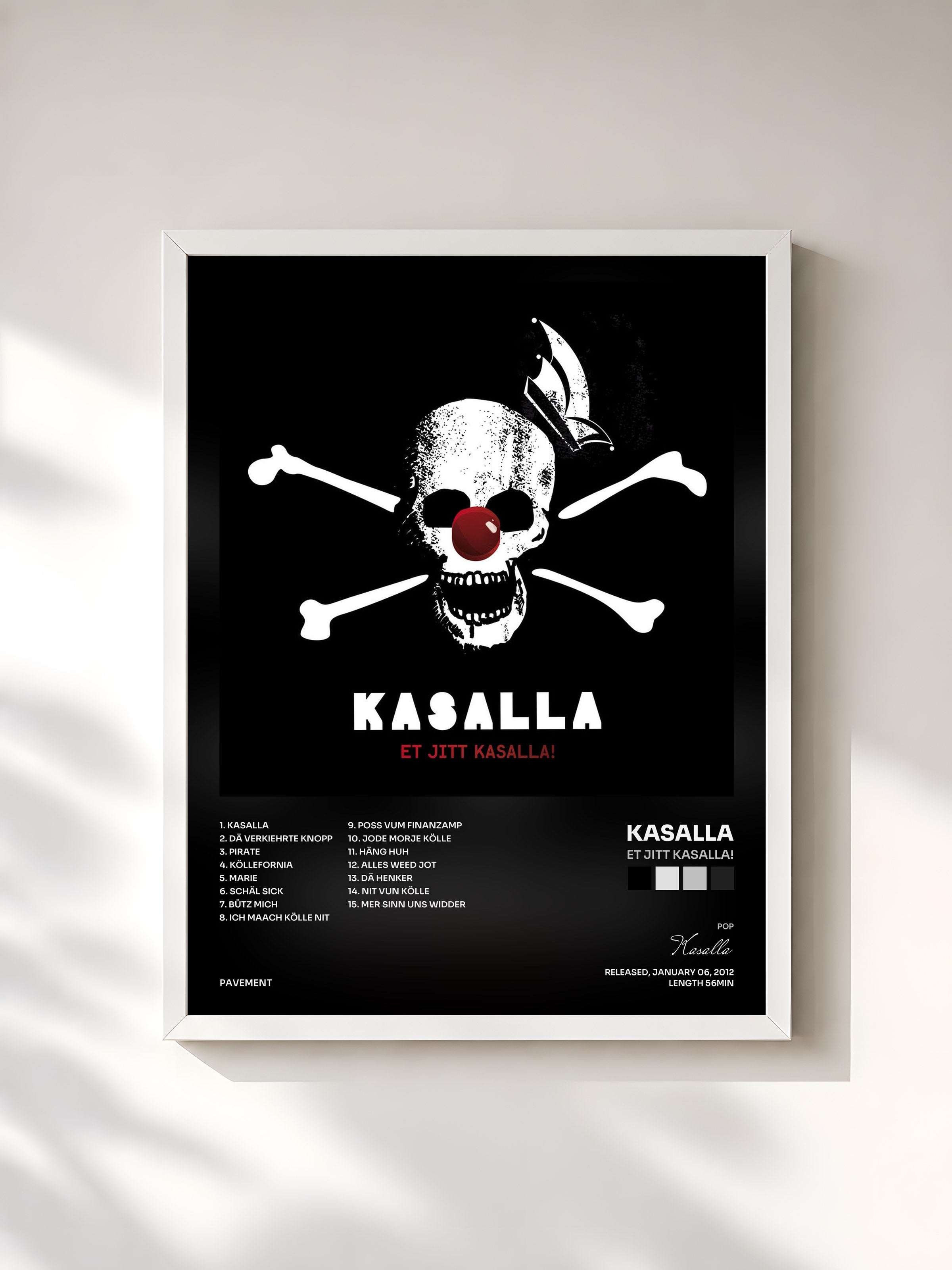 #blanc Tableau de l'album Et jitt Kasalla! de Kasalla, cadre blanc, imprimé et encadré en France