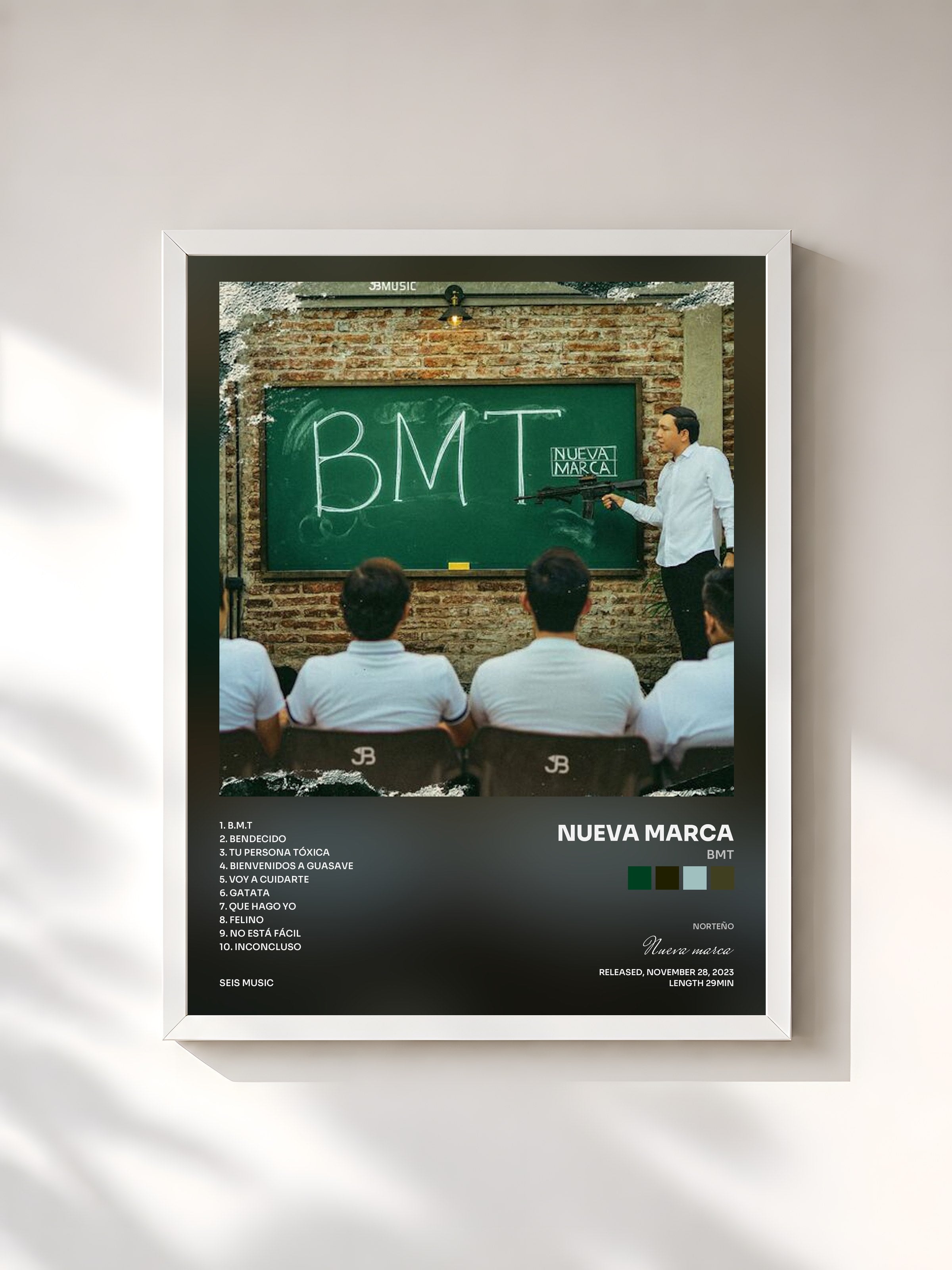 #blanc Tableau de l'album BMT de Nueva marca, cadre blanc, imprimé et encadré en France