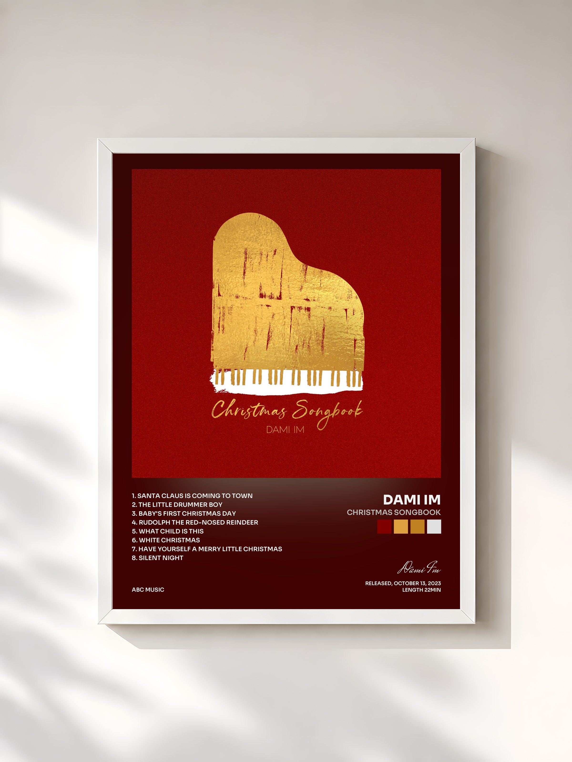 #blanc Tableau de l'album Christmas Songbook de Dami Im, cadre blanc, imprimé et encadré en France