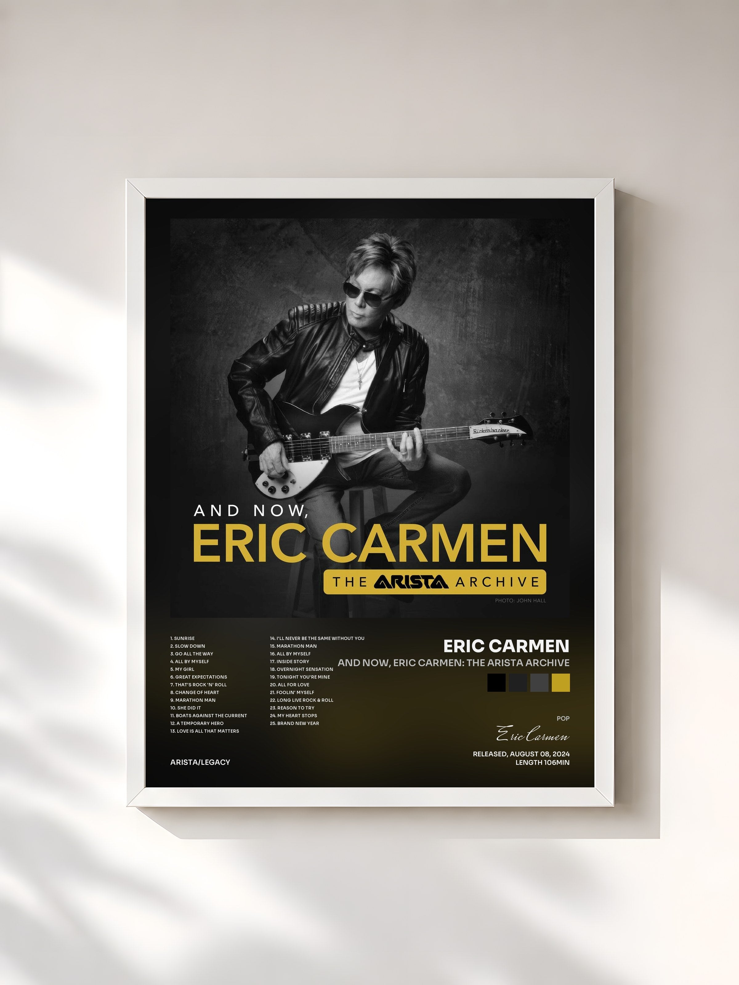 #blanc Tableau de l'album And Now, Eric Carmen: The Arista Archive de Eric Carmen, cadre blanc, imprimé et encadré en France