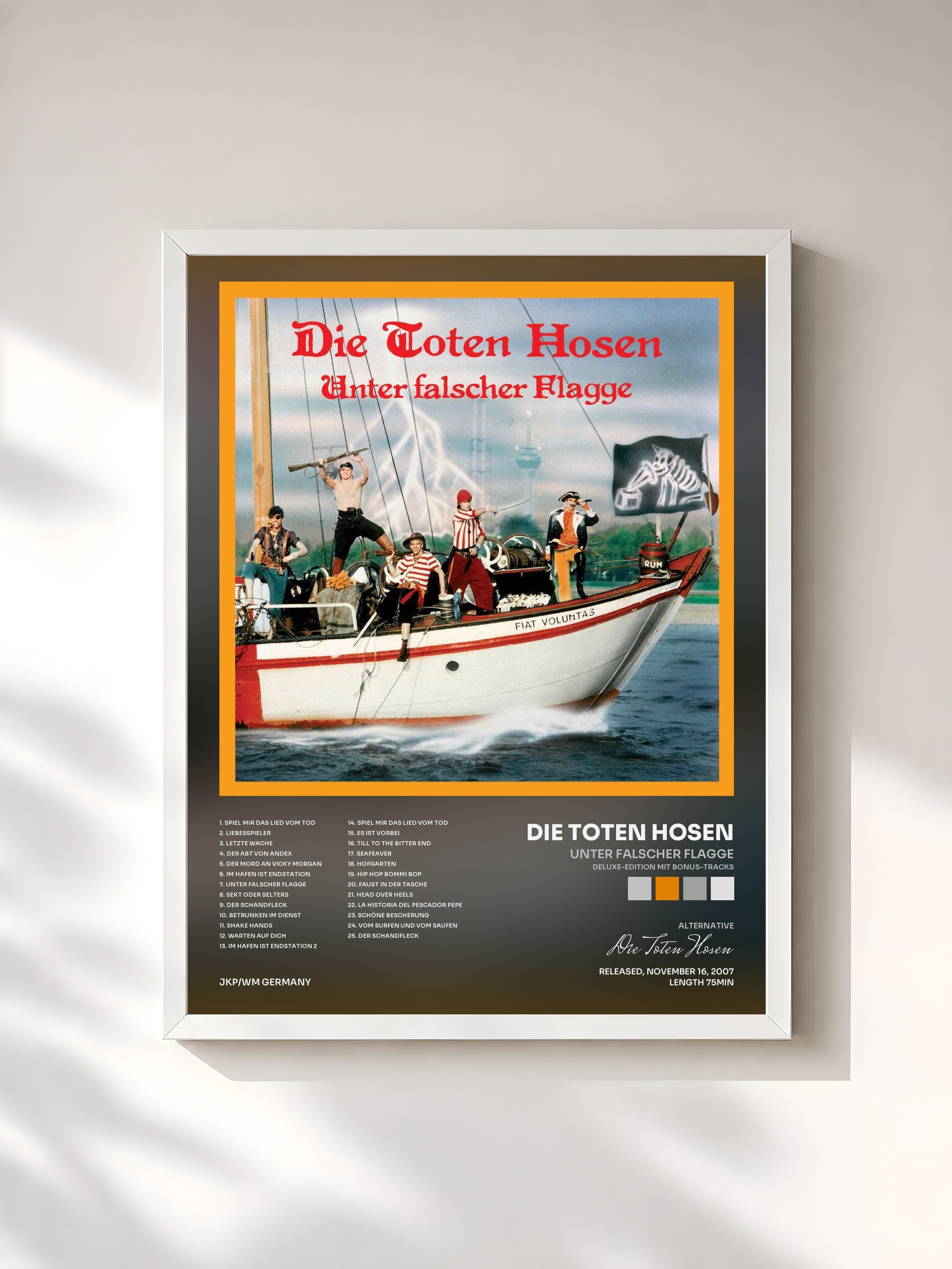 #blanc Tableau de l'album Unter falscher Flagge (Deluxe-Edition mit Bonus-Tracks) de Die Toten Hosen, cadre blanc, imprimé et encadré en France