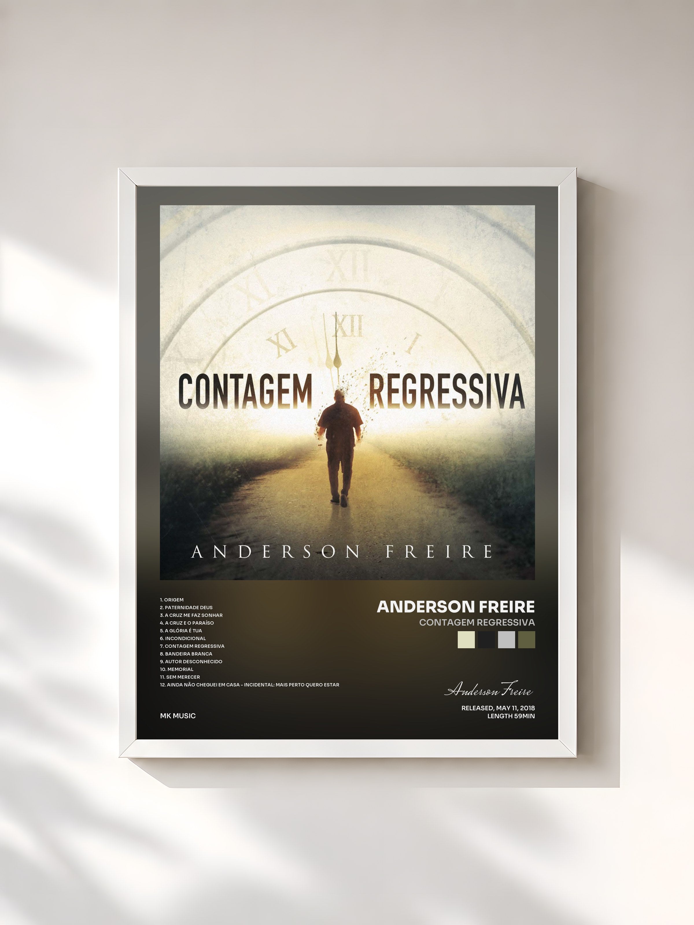 #blanc Tableau de l'album Contagem Regressiva de Anderson Freire, cadre blanc, imprimé et encadré en France