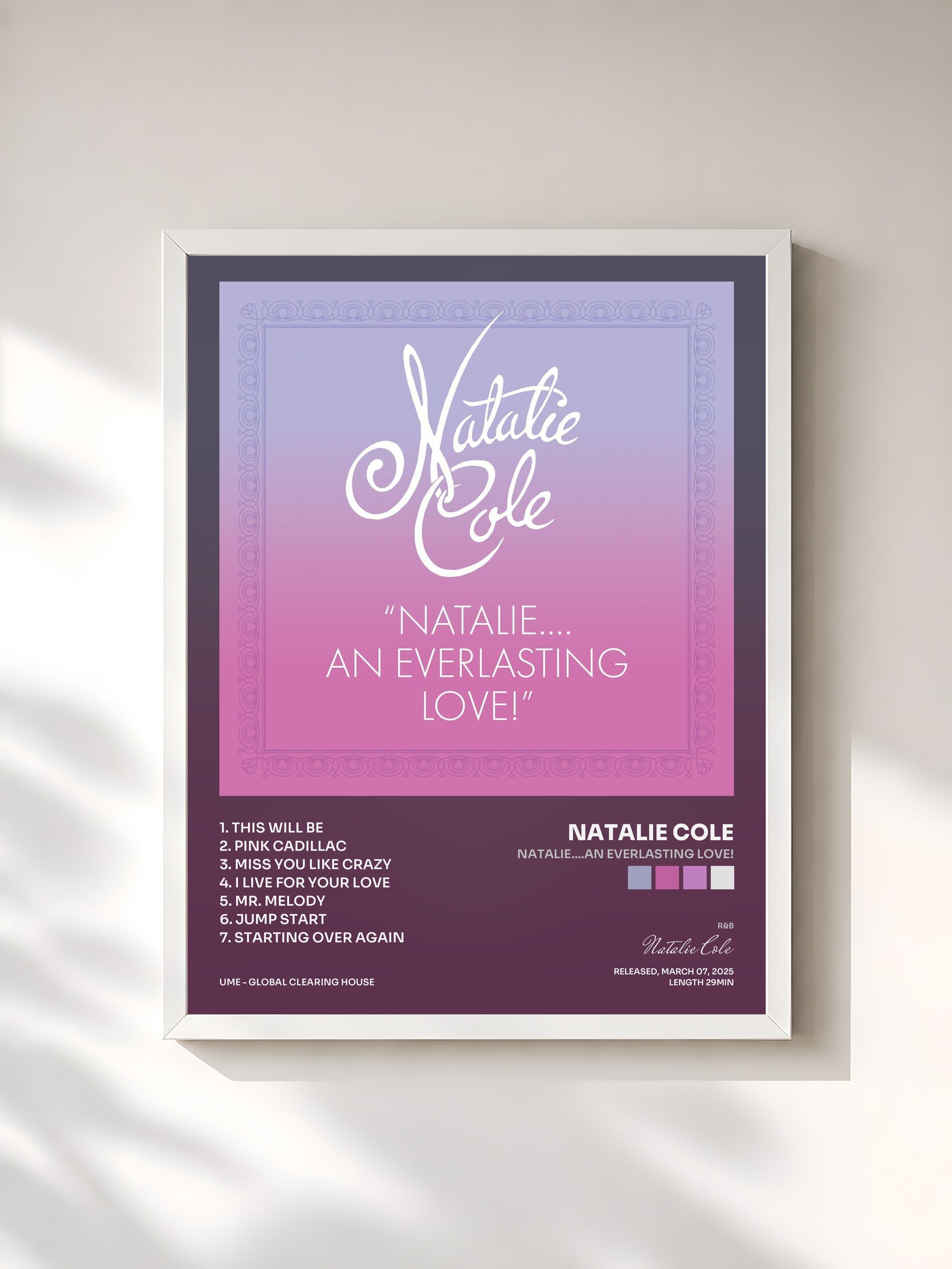#blanc Tableau de l'album Natalie….An Everlasting Love! de Natalie Cole, cadre blanc, imprimé et encadré en France