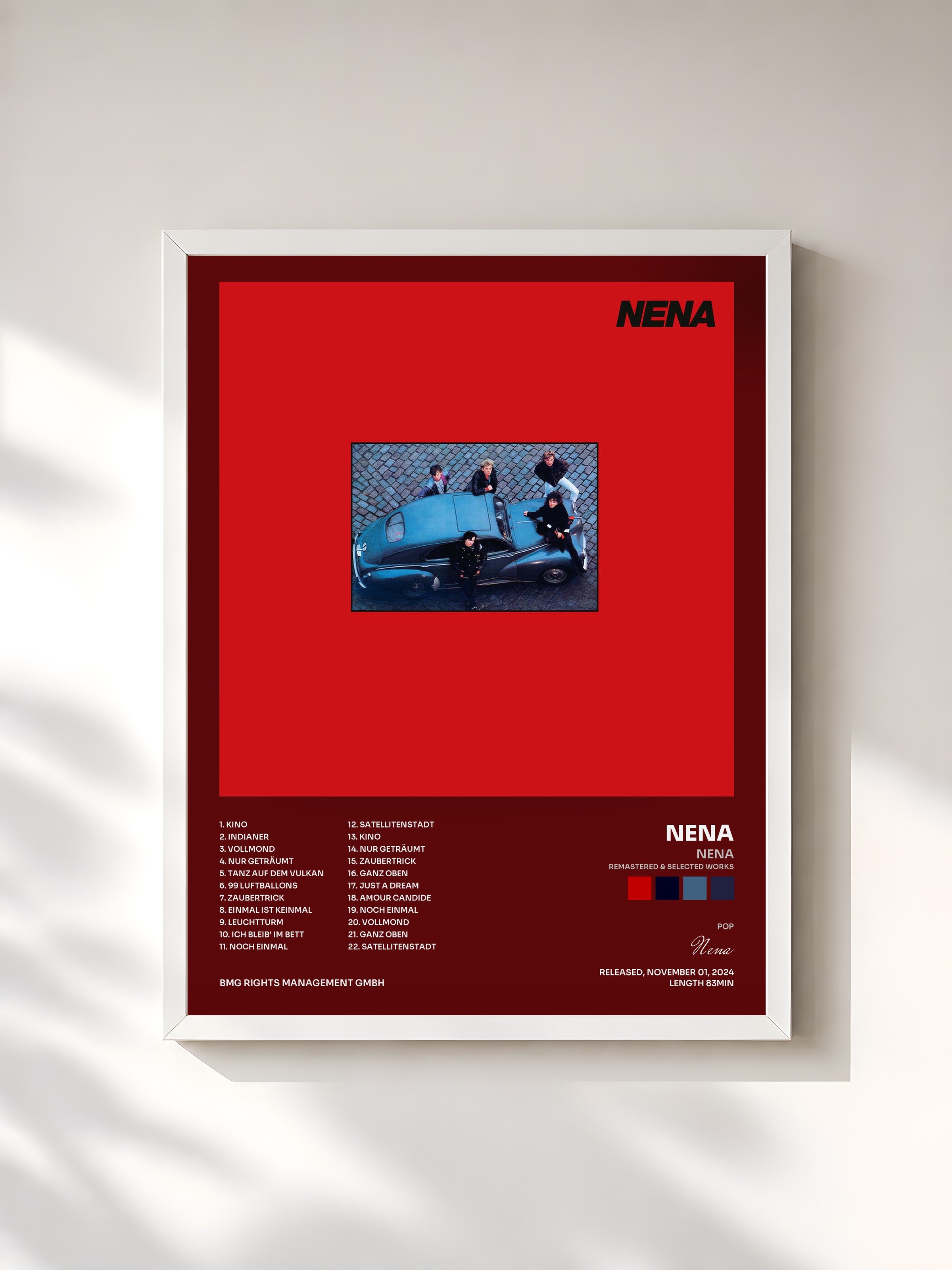 #blanc Tableau de l'album NENA (Remastered & Selected Works) de Nena, cadre blanc, imprimé et encadré en France
