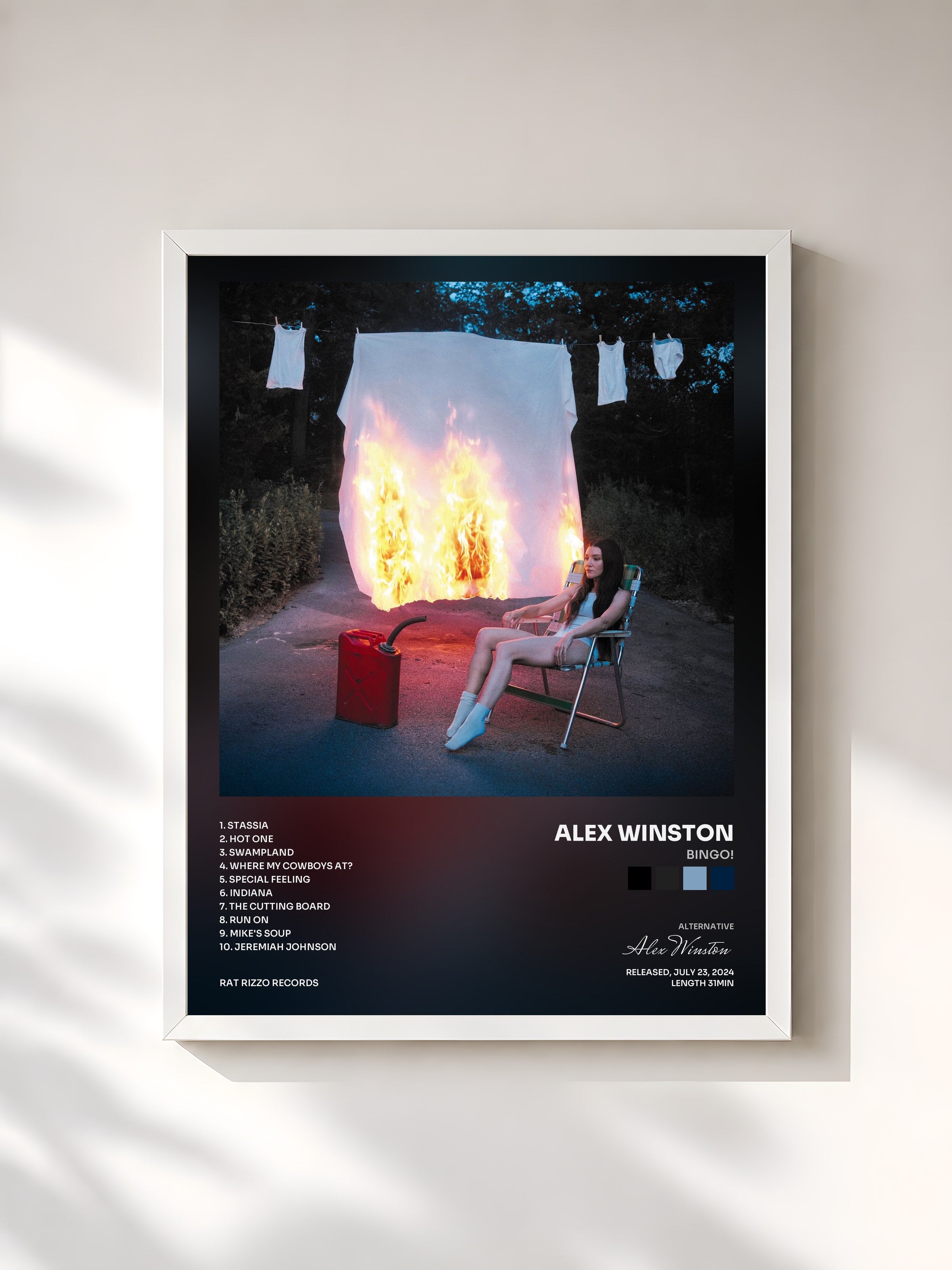 #blanc Tableau de l'album Bingo! de Alex Winston, cadre blanc, imprimé et encadré en France