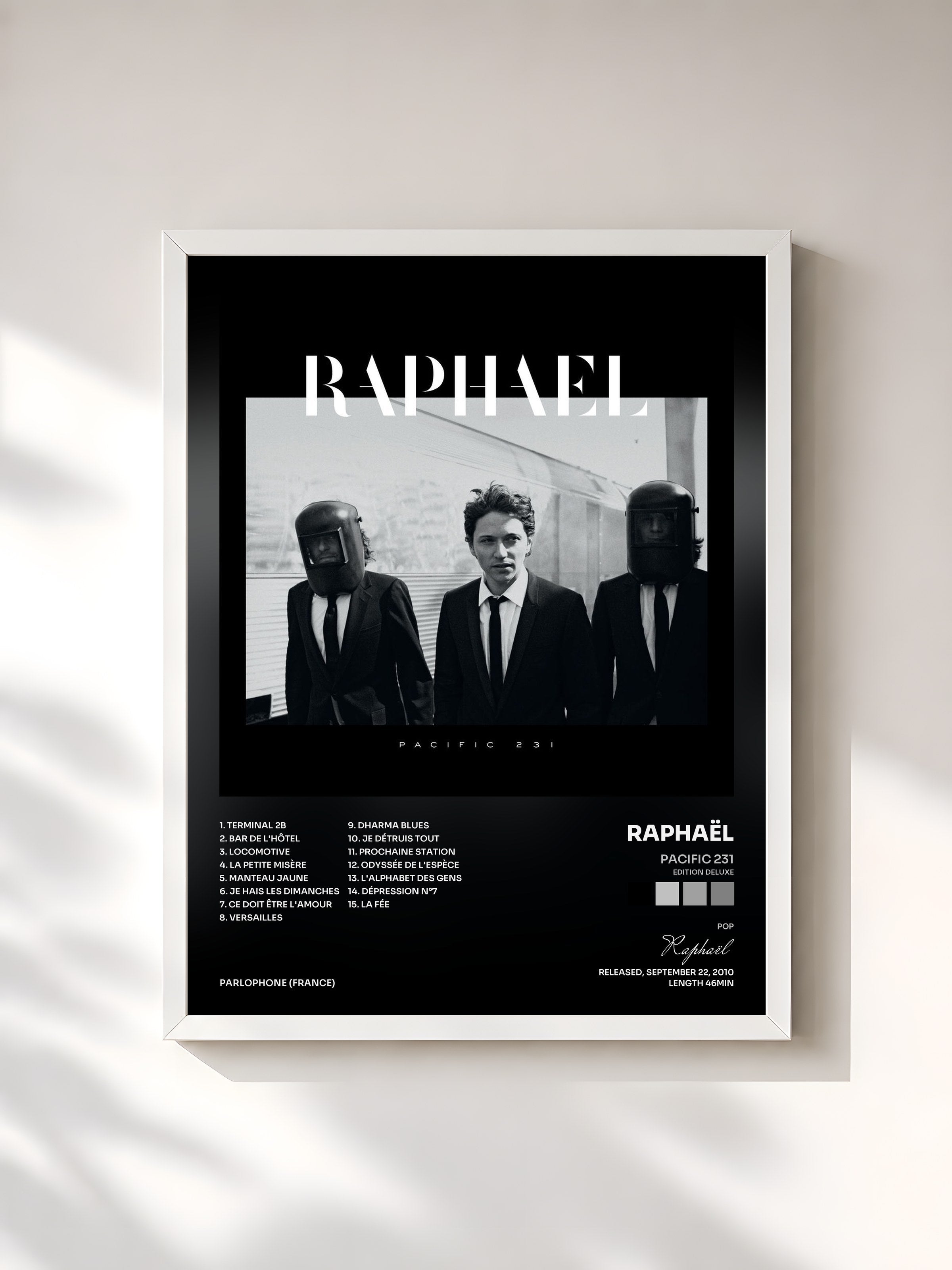 #blanc Tableau de l'album Pacific 231 (Edition Deluxe) de Raphaël, cadre blanc, imprimé et encadré en France