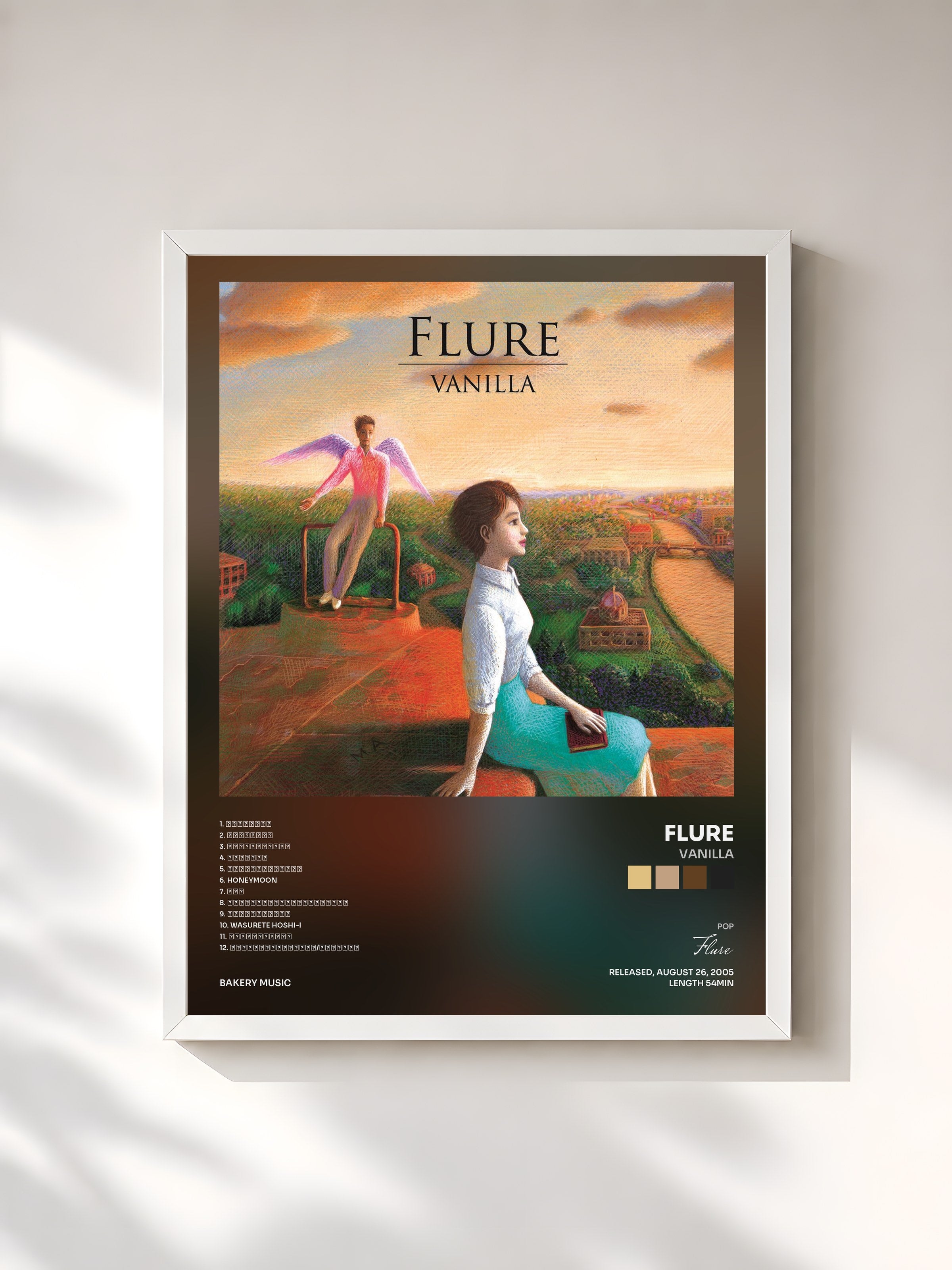 #blanc Tableau de l'album Vanilla de Flure, cadre blanc, imprimé et encadré en France
