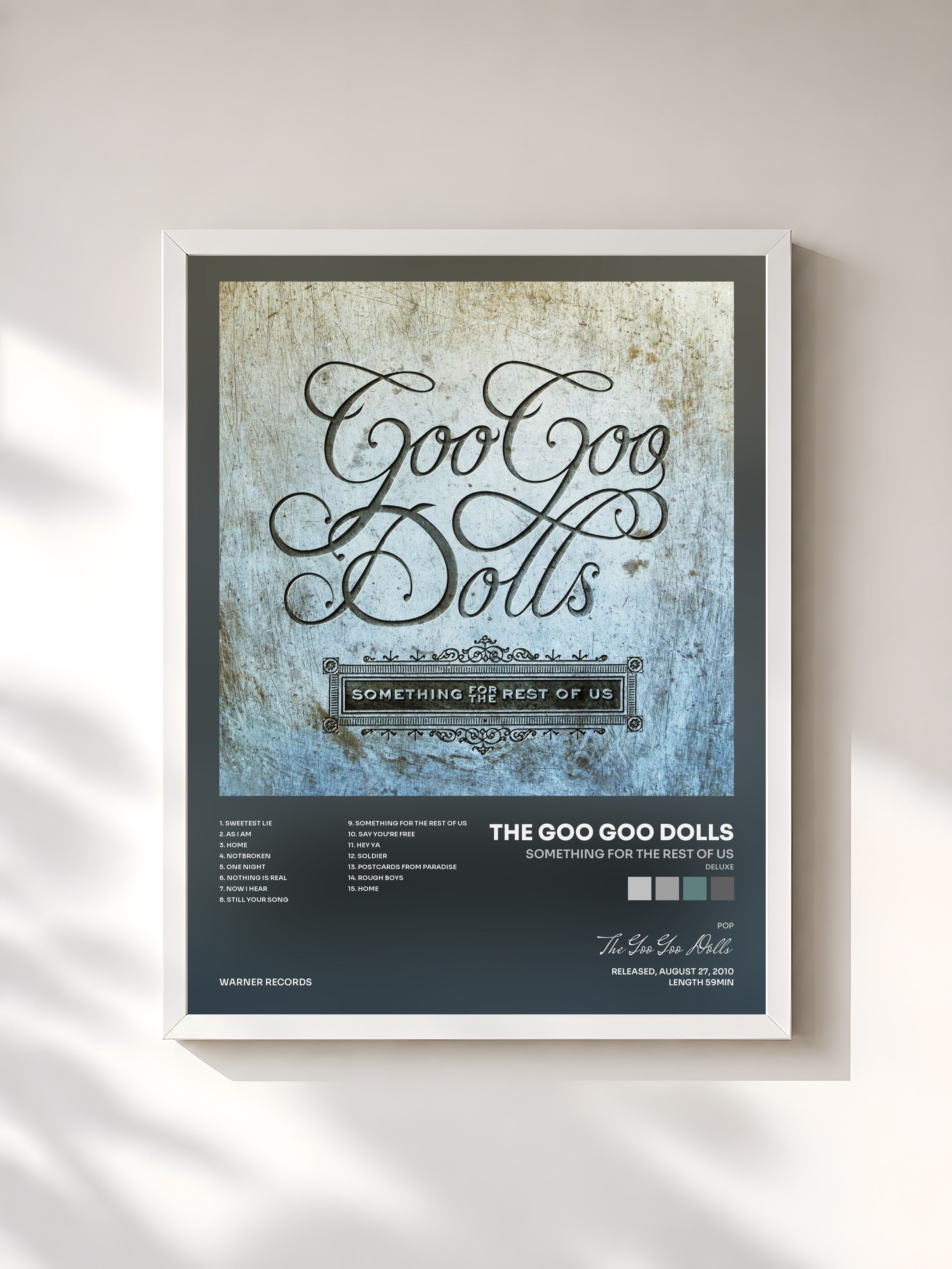 #blanc Tableau de l'album Something for the Rest of Us (Deluxe) de The Goo Goo Dolls, cadre blanc, imprimé et encadré en France