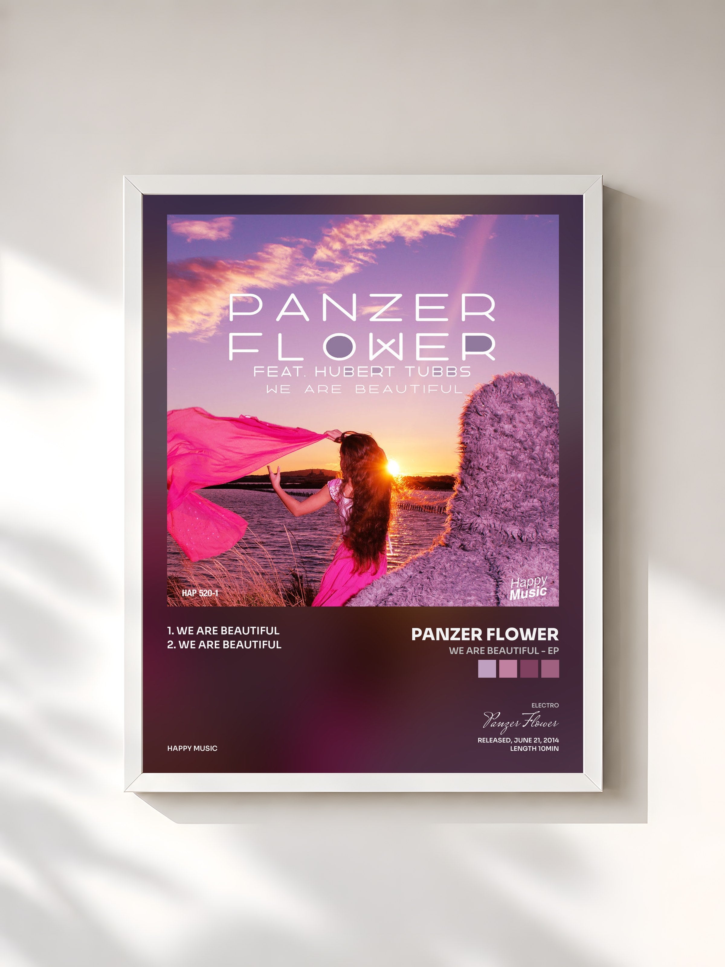 #blanc Tableau de l'album We Are Beautiful - EP de Panzer Flower, cadre blanc, imprimé et encadré en France