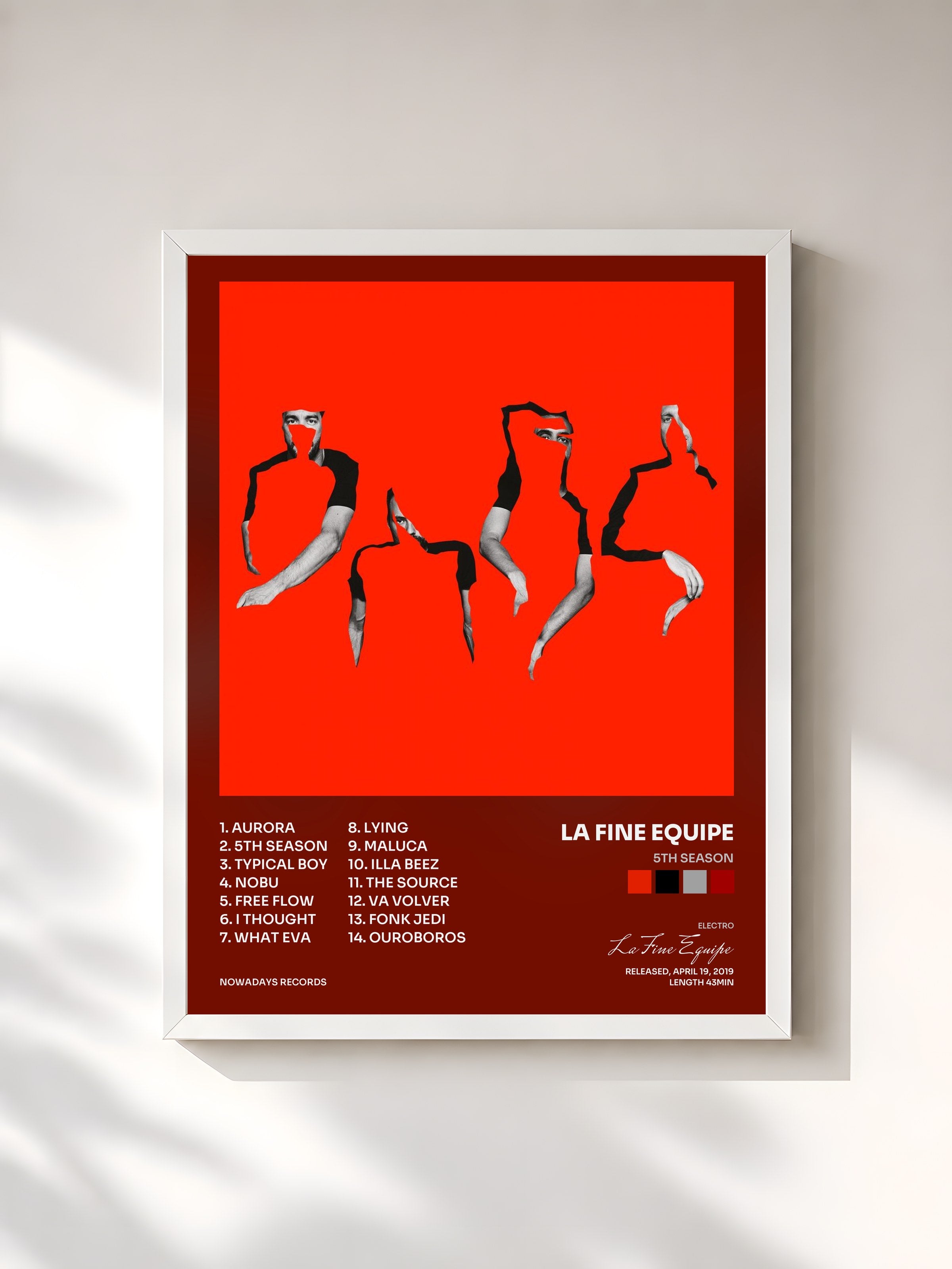 #blanc Tableau de l'album 5Th Season de La Fine Equipe, cadre blanc, imprimé et encadré en France