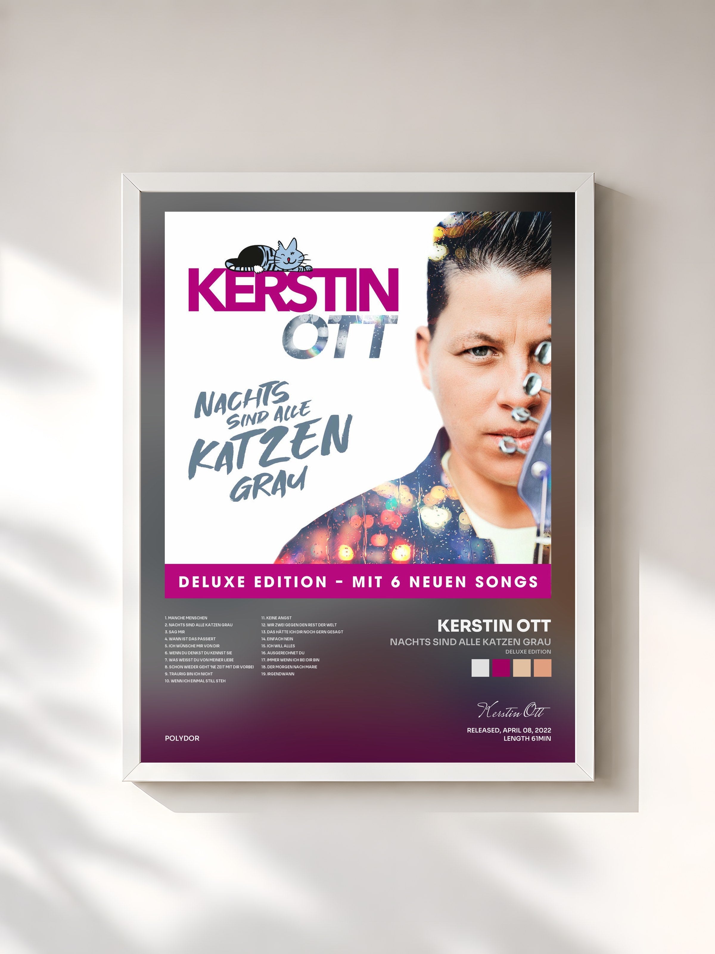 #blanc Tableau de l'album Nachts sind alle Katzen grau (Deluxe Edition) de Kerstin Ott, cadre blanc, imprimé et encadré en France