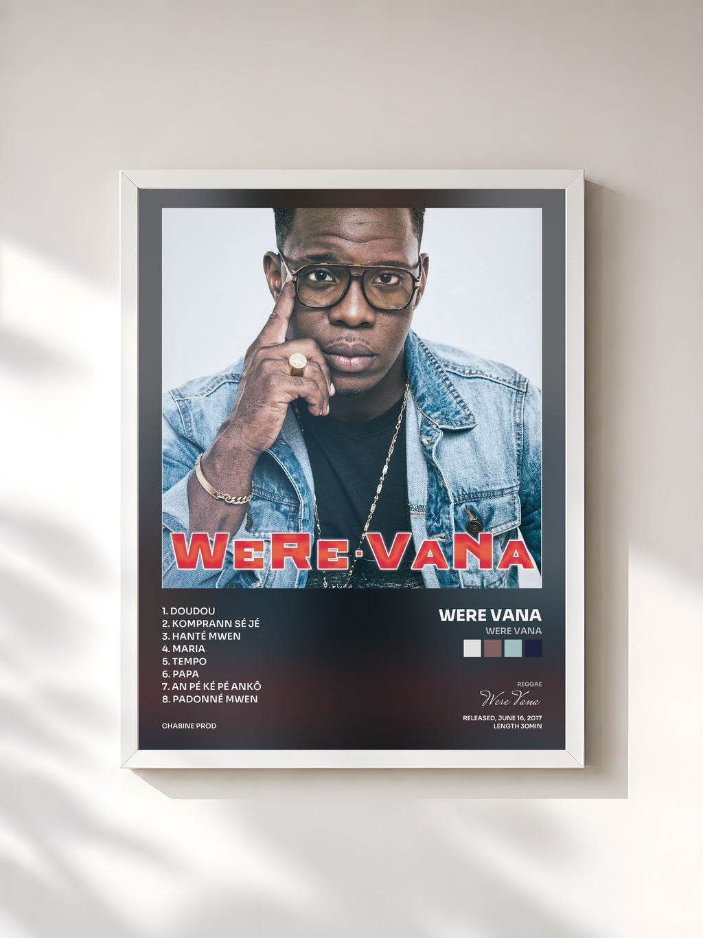 #blanc Tableau de l'album Were Vana de Were Vana, cadre blanc, imprimé et encadré en France