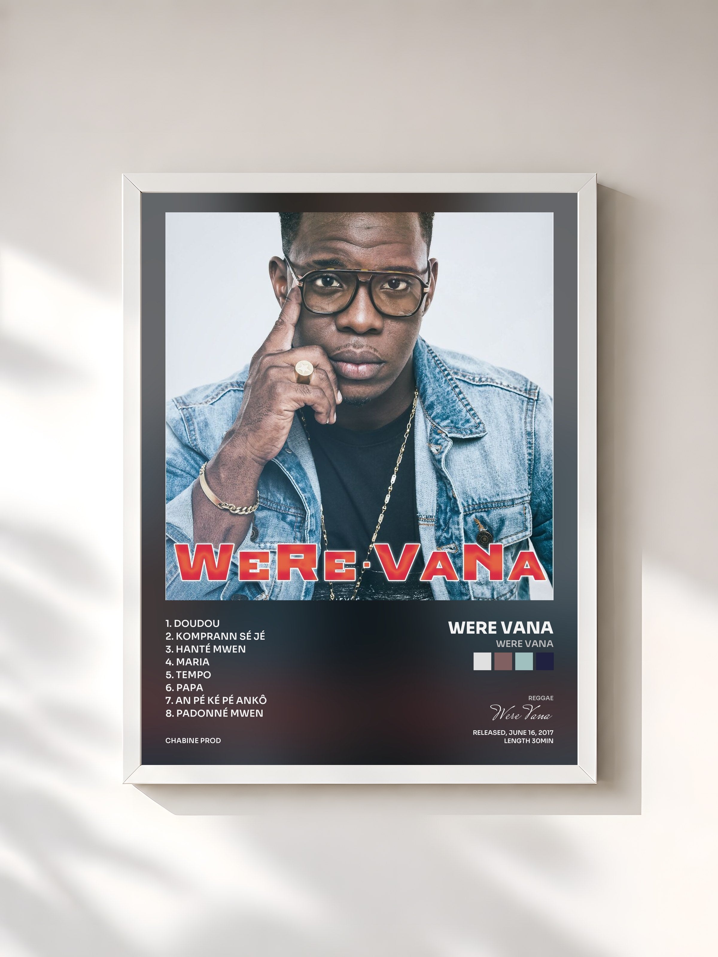 #blanc Tableau de l'album Were Vana de Were Vana, cadre blanc, imprimé et encadré en France