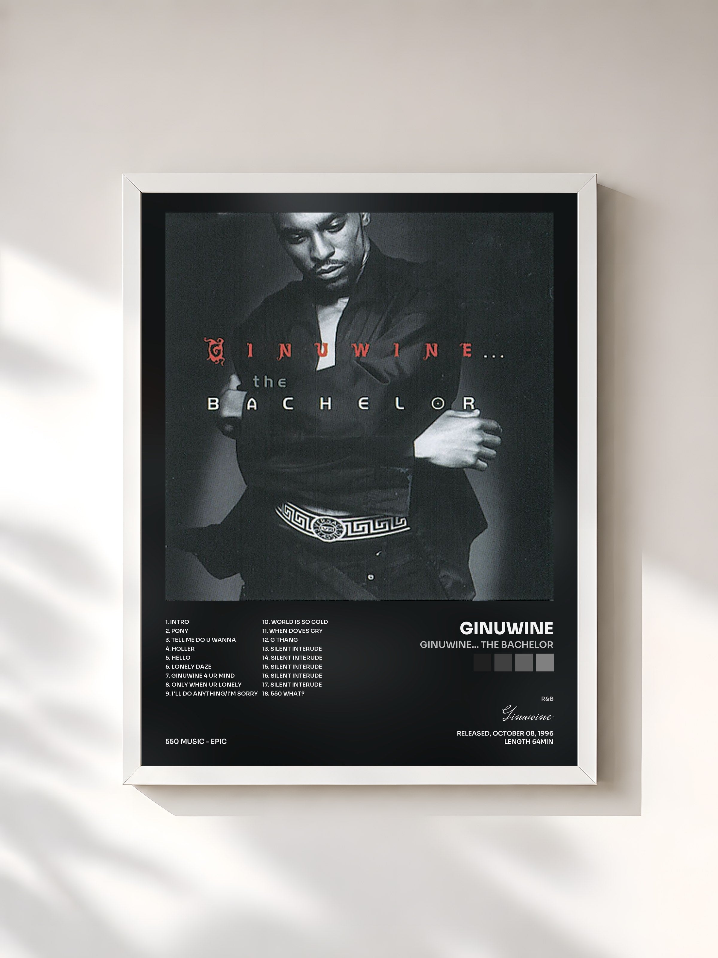 #blanc Tableau de l'album Ginuwine... The Bachelor de Ginuwine, cadre blanc, imprimé et encadré en France