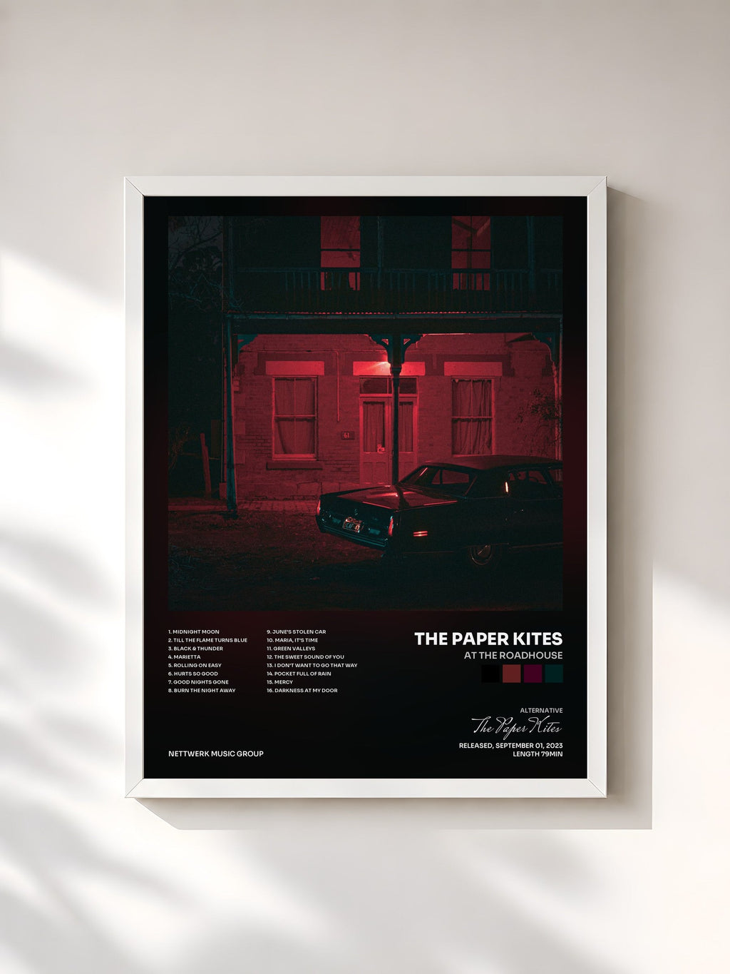 #blanc Tableau de l'album At the Roadhouse de The Paper Kites, cadre blanc, imprimé et encadré en France